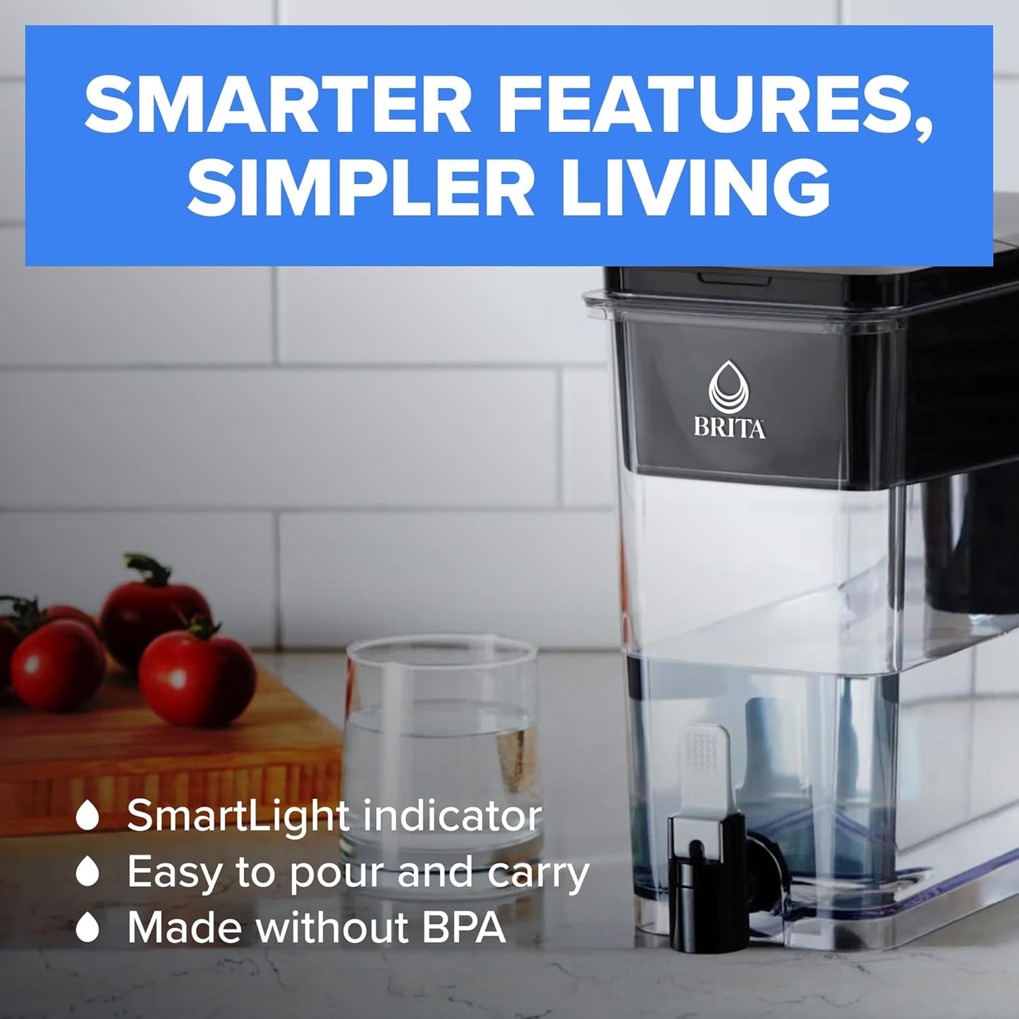 Brita UltraMax Large Water Dispenser With Standard Filter, BPA-Free, Reduces Copper, Cadmium and Mercury Impurities, Lasts 2 Months or 40 Gallons, Includes 1 Filter, Kitchen Accessories, Large 27-Cup