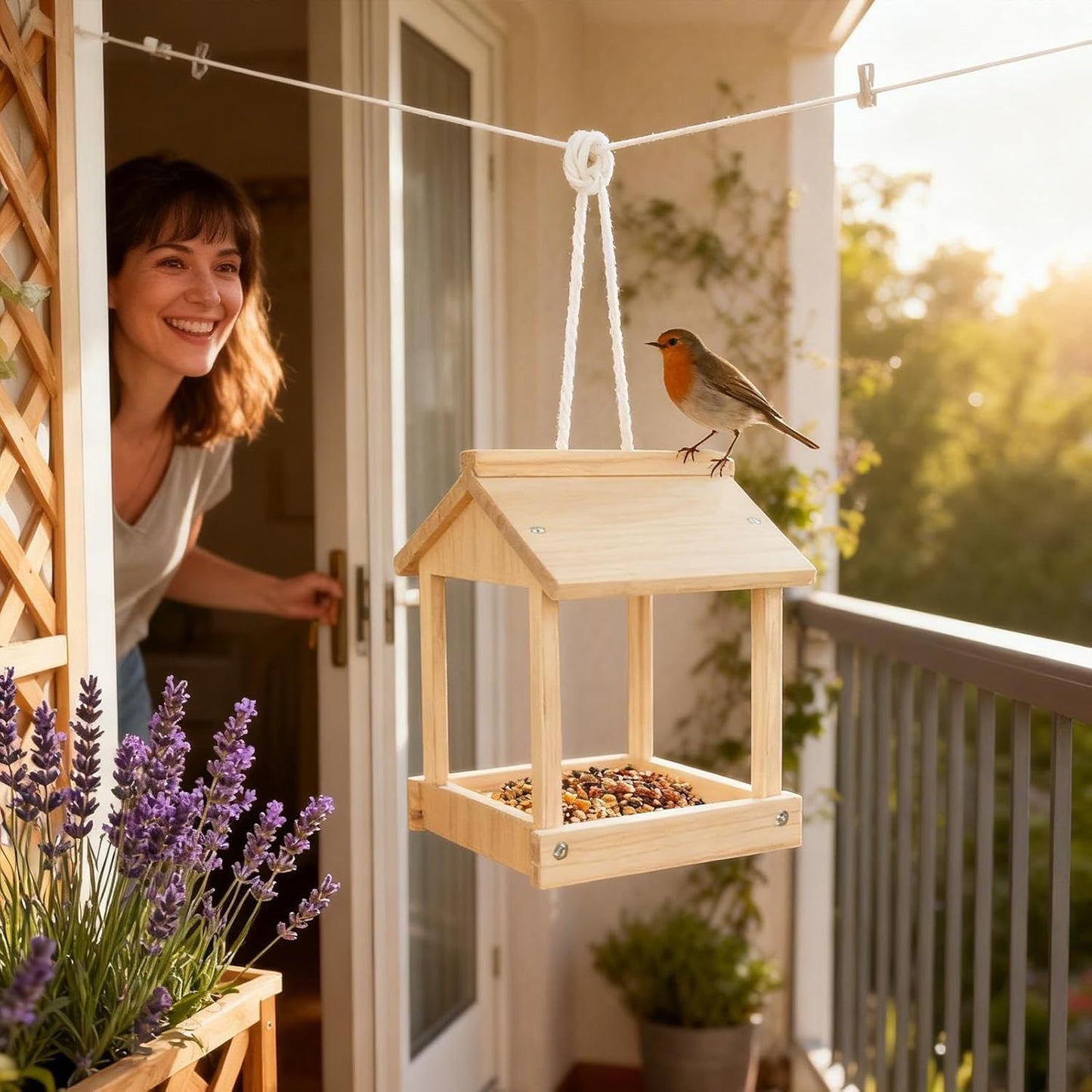 Window Bird Feeder, Wooden Heavy Duty, Weather Resistant Feeder with Sturdy Design, Hummingbird Feed with Easy Mount, Bird Feed for Finch Sparrows Chickadees Wildlife Garden Yard Backyard Balcony