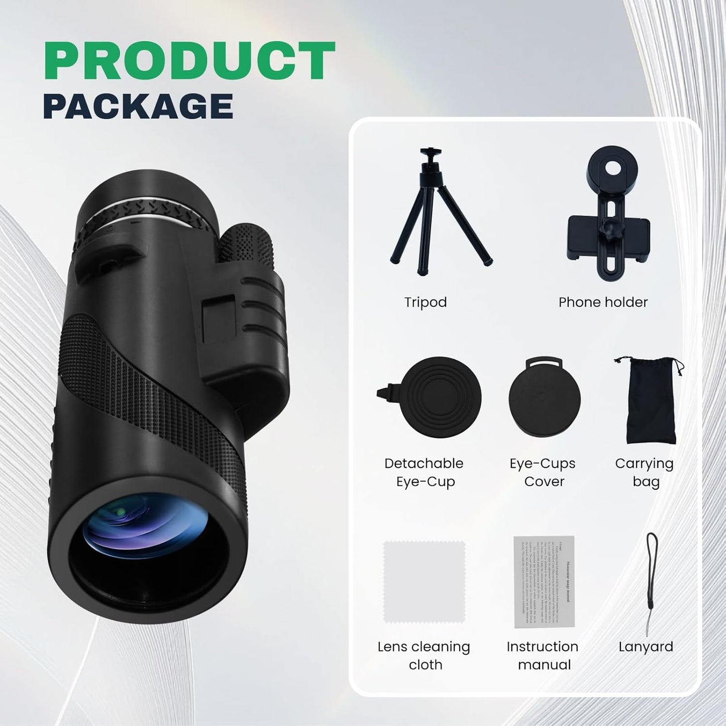 High Power 10x42 Monocular Telescope - Waterproof, Fogproof, Shockproof - Ideal for Bird Watching, Hunting, Camping, Hiking, and Wildlife Observation
