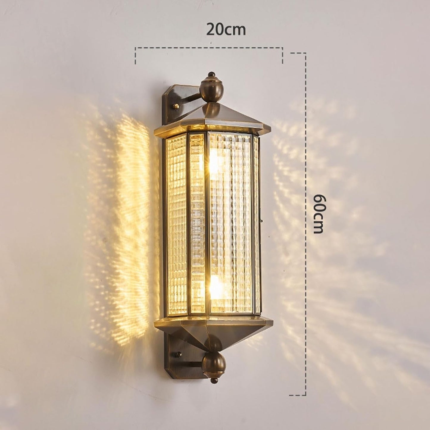Vintage Solar LED Outdoor Wall Light Lantern IP65 Waterproof Antique Copper Exterior Sconce Lamp with Thickened Glass Dusk to Dawn Automatic for Garden Patio Porch Villa Balcony Cottage