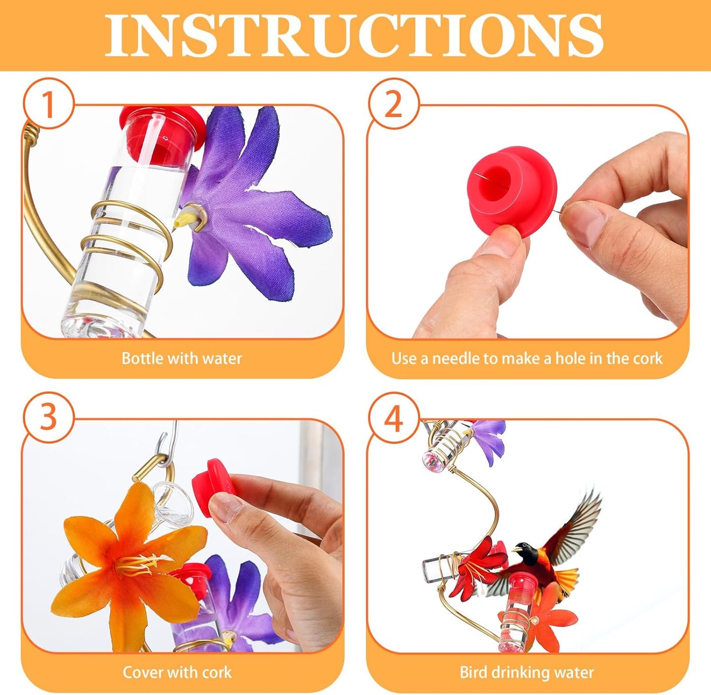 Hummingbird Feeders for Outdoors Hanging Spiral Hummingbird Feeder with 4 Adjustable Silicone Perch Garden Decor for Porch Window Patio Garden (Lid Requires Manual Hole Drilling)