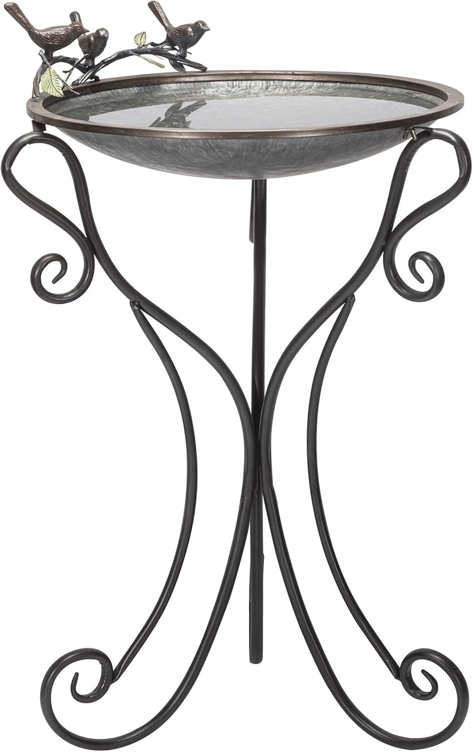 Alpine Corporation Vintage Metal Birdbath with Twigs and Bird Figurine