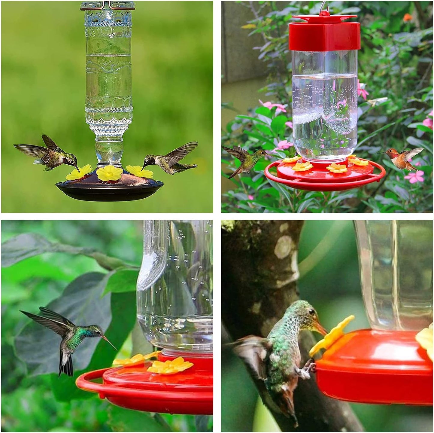 Andiker 20Pcs Hummingbird Feeder Replacement Flowers with Cleaning Brush, Yellow Feeder Parts Replacement for Hanging Feeders