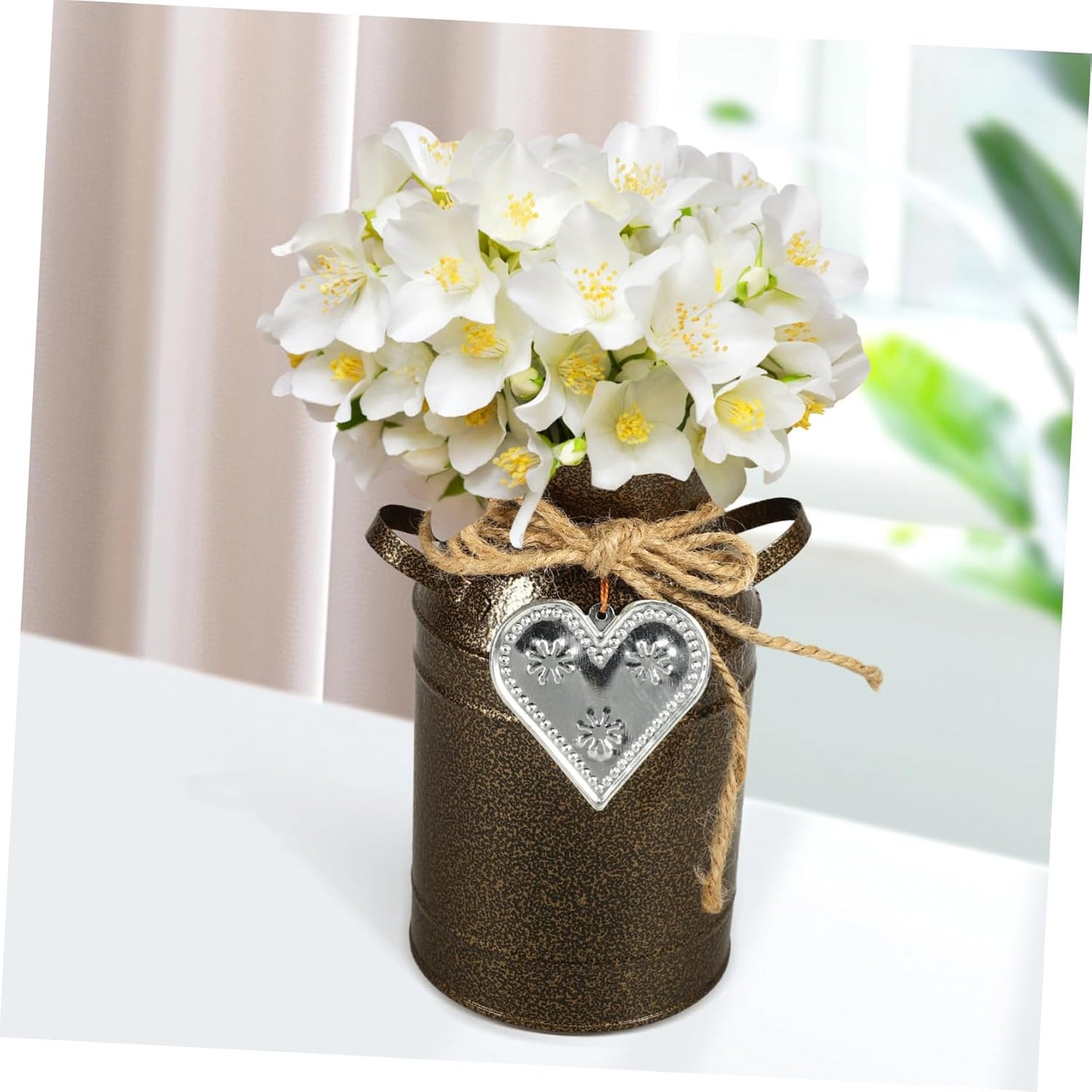 PRETYZOOM Vintage Metal Flower Bucket for Home Decor Rustic Decorative