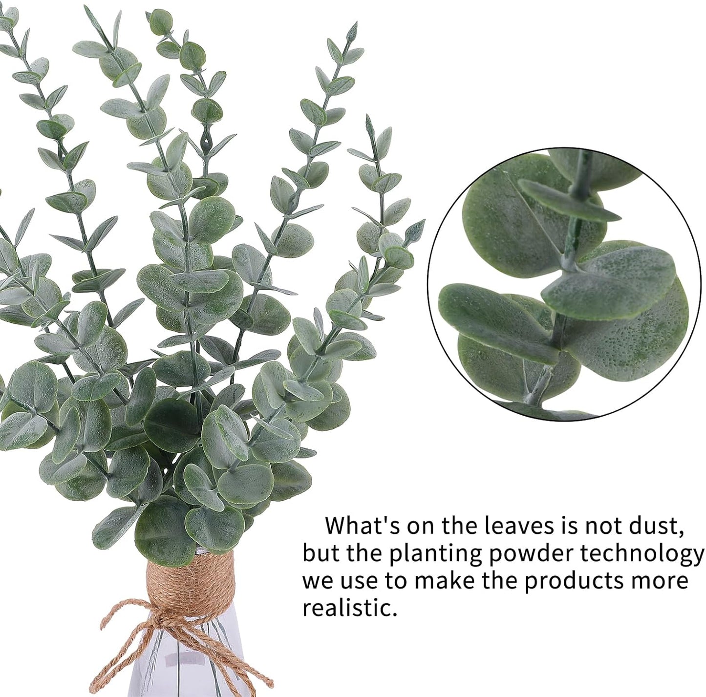 CEWOR 24pcs Eucalyptus Stems Artificial Eucalyptus Leaves Fake Greener