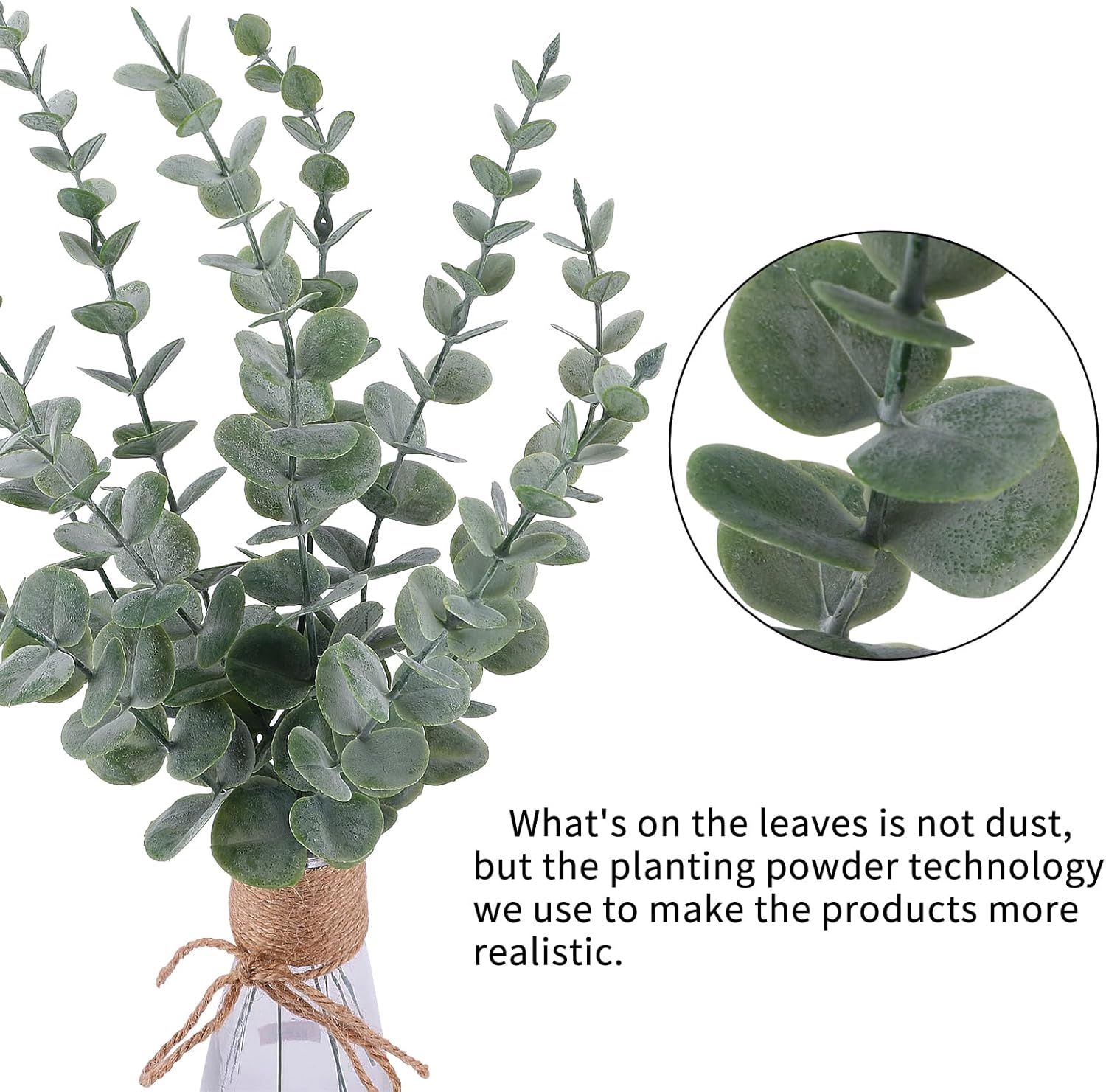 CEWOR 24pcs Eucalyptus Stems Artificial Eucalyptus Leaves Fake Greener