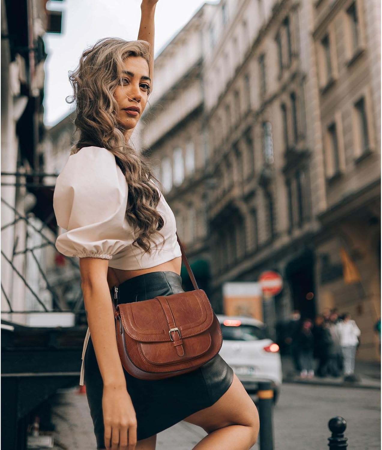 AFKOMST Crossbody Bags for Women,Small Saddle Purse and Boho Cross Bod