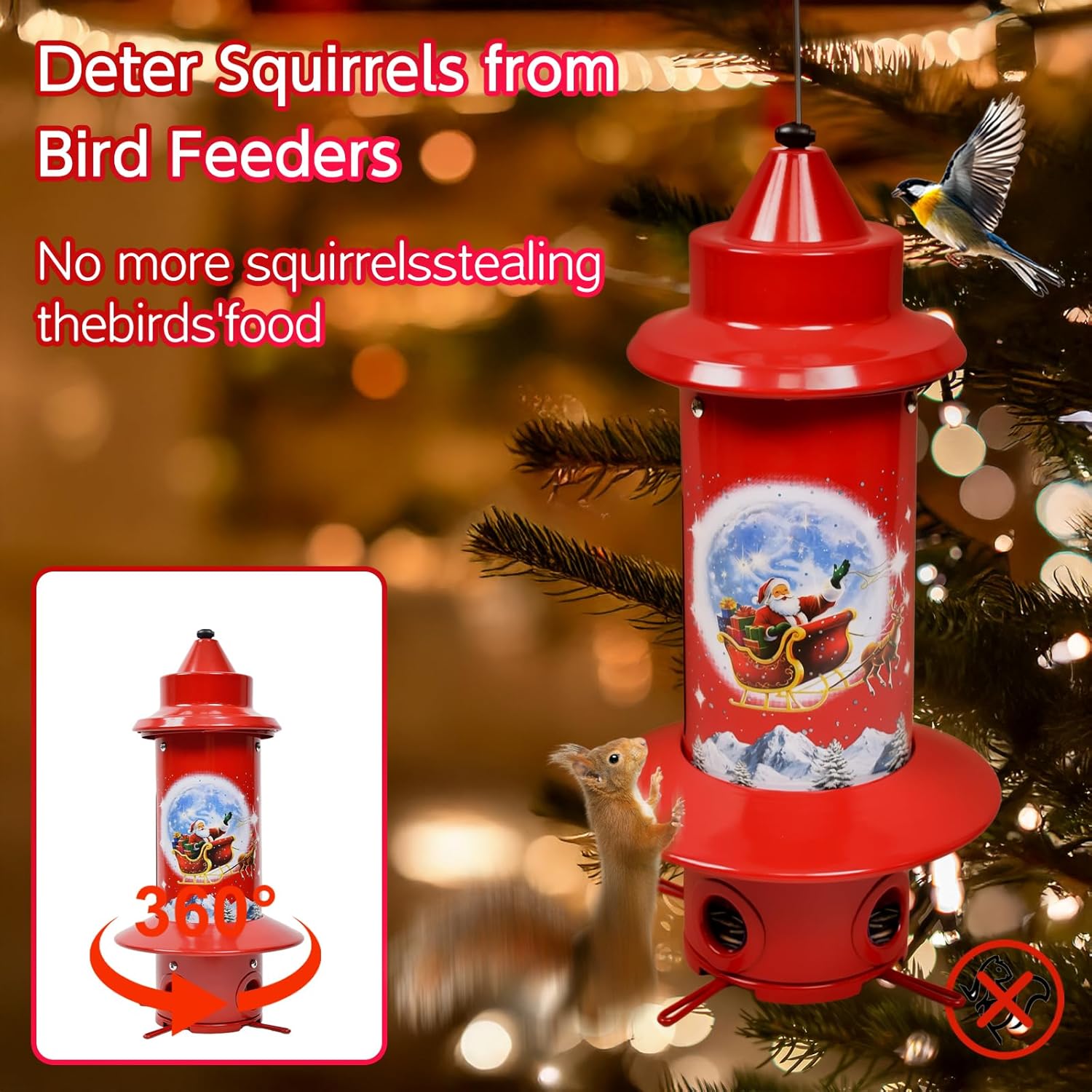 Squirrel Proof Bird Feeders, Long Lasting Bird Feeder for Outdoors, Re