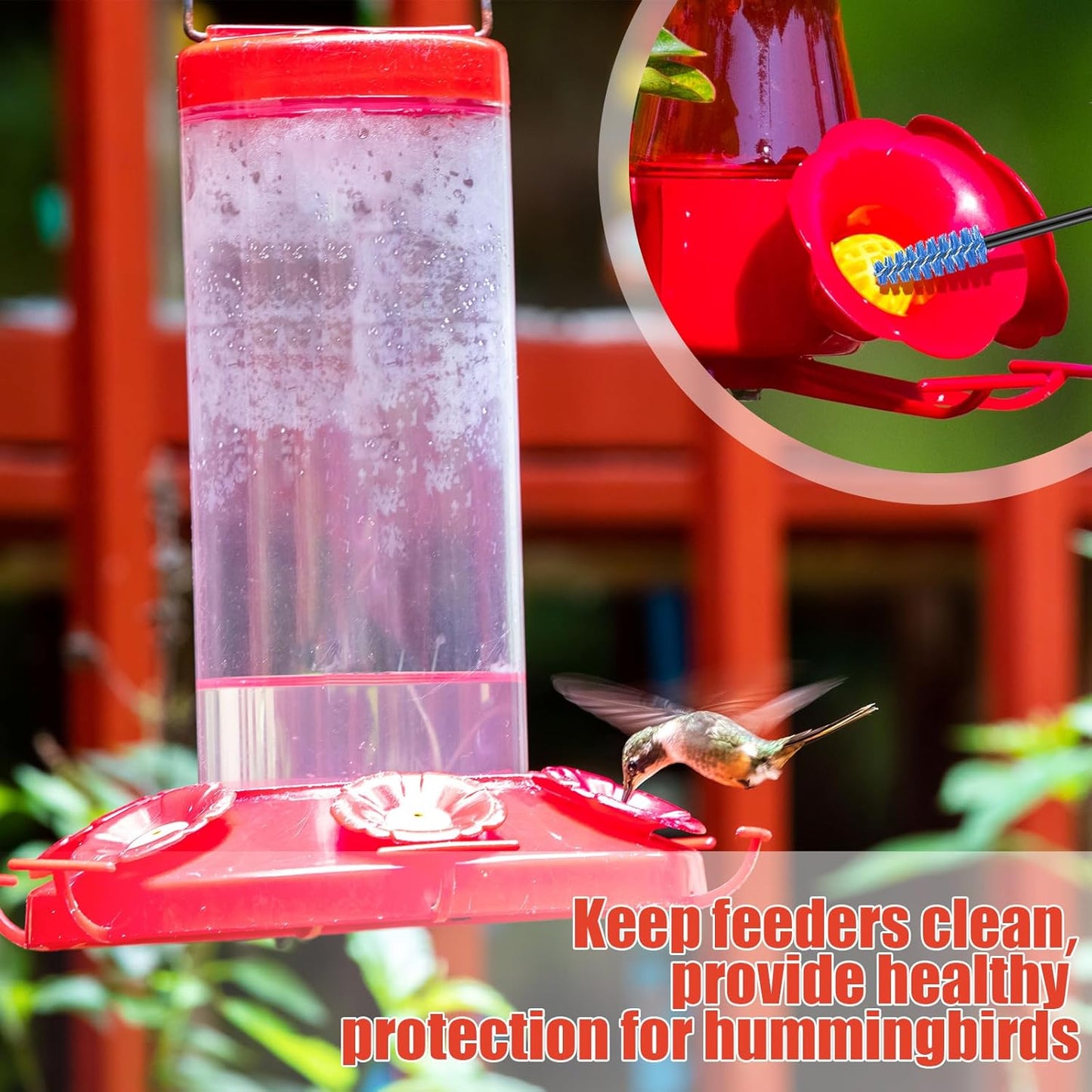 Zhehao 13 Pcs 2 Size Hummingbird Feeder Cleaning Brush Bendable Cleaning Brushes for Hummingbird Feeder Outdoor Water Bottles Various Size(Red)