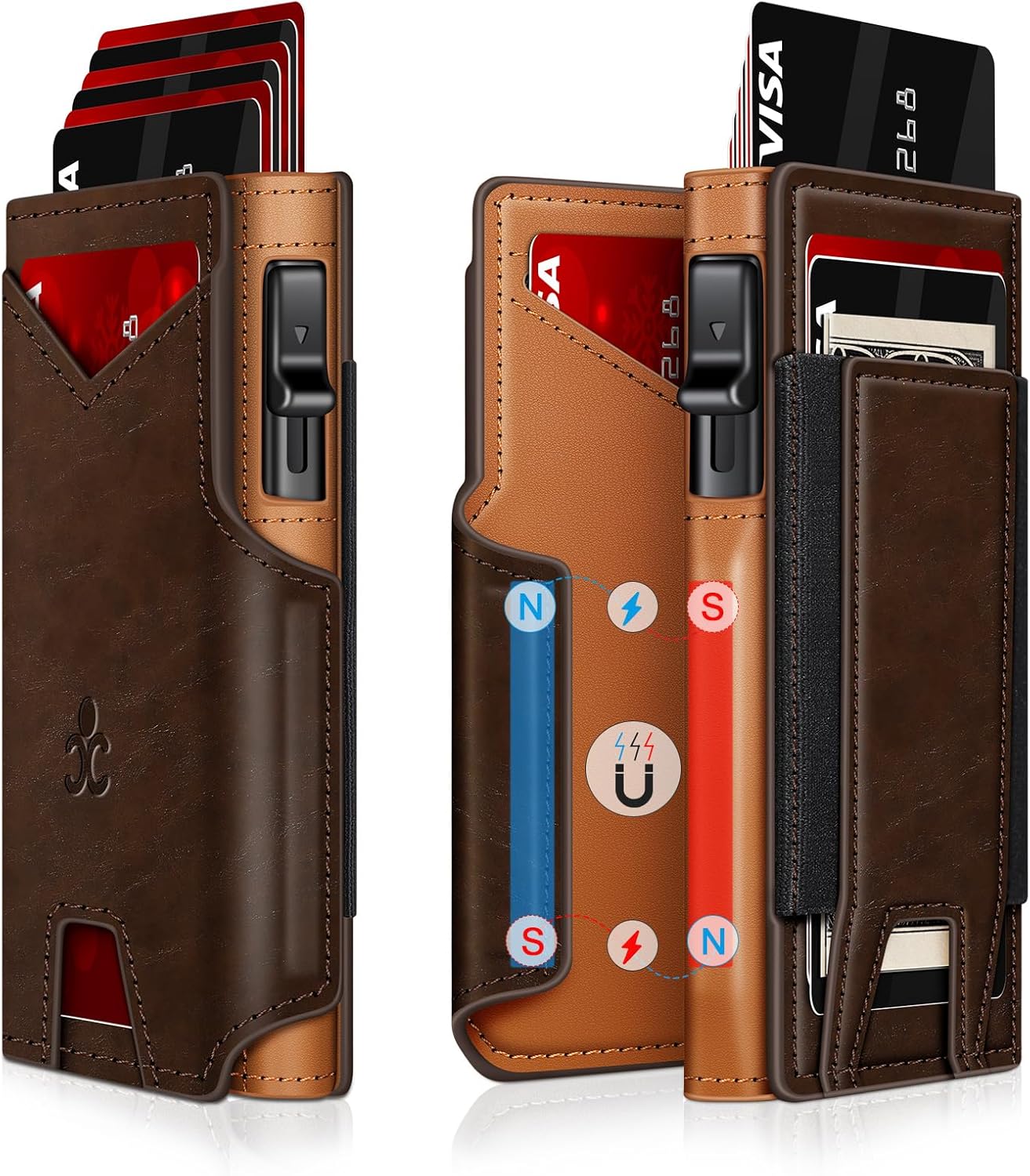 Wallet for Men Wallet with Slim Pop Up Card Holder 9-13 Cards, Bifold 