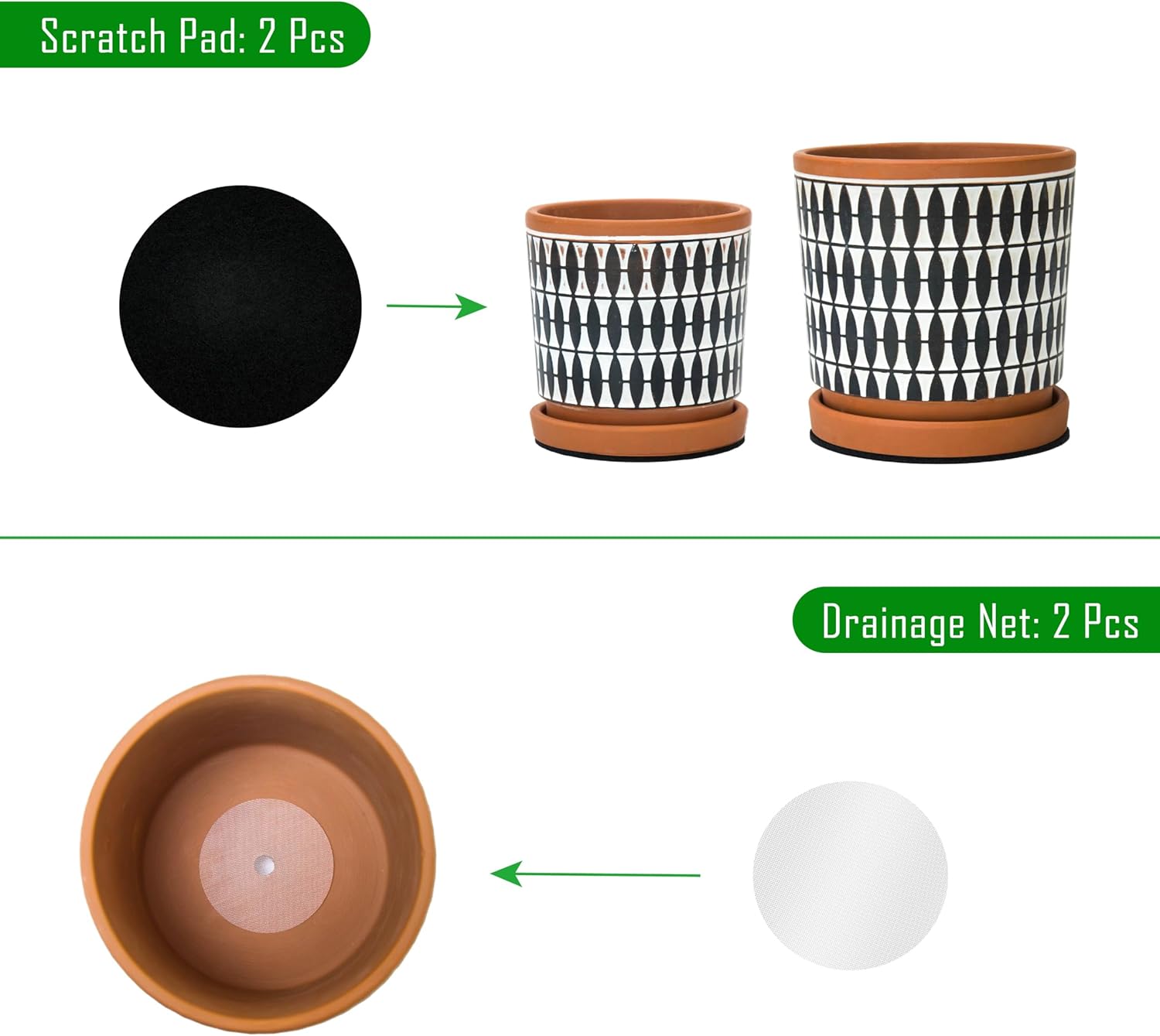 D'vine Dev Set of 2 Terracotta Pots, 4 Inch and 6 Inch, Planter Pots f