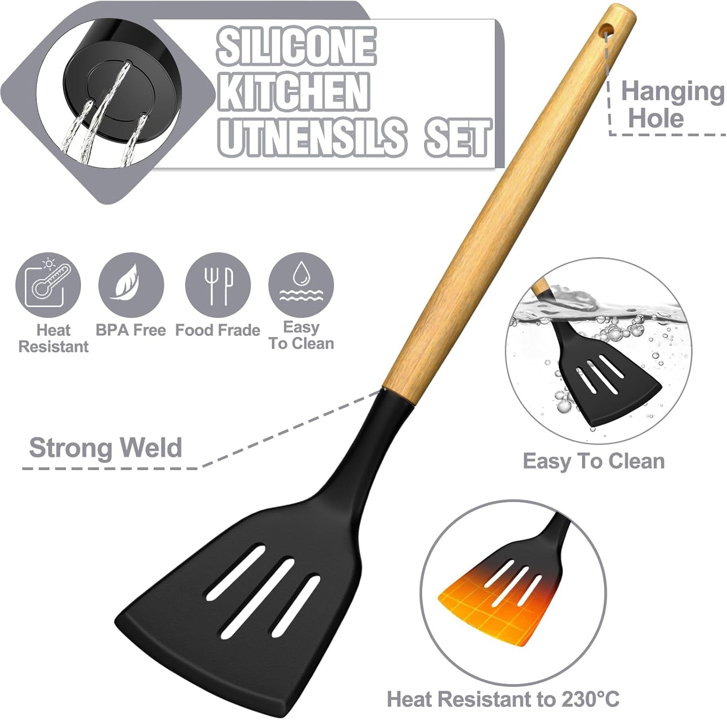 Kitchen Utensils Set- 34PCS Silicone Cooking Utensil with Holder, Umit