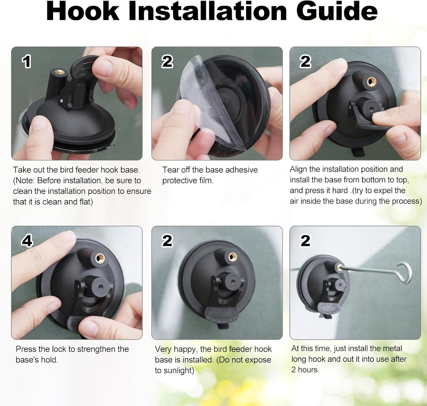 Suction Cup Hooks Window Suction Cup Hanger for Bird Feeders and Wind Chimes and Plant Bird Feeder Hook with Strong Suction Cup (2 Pack)