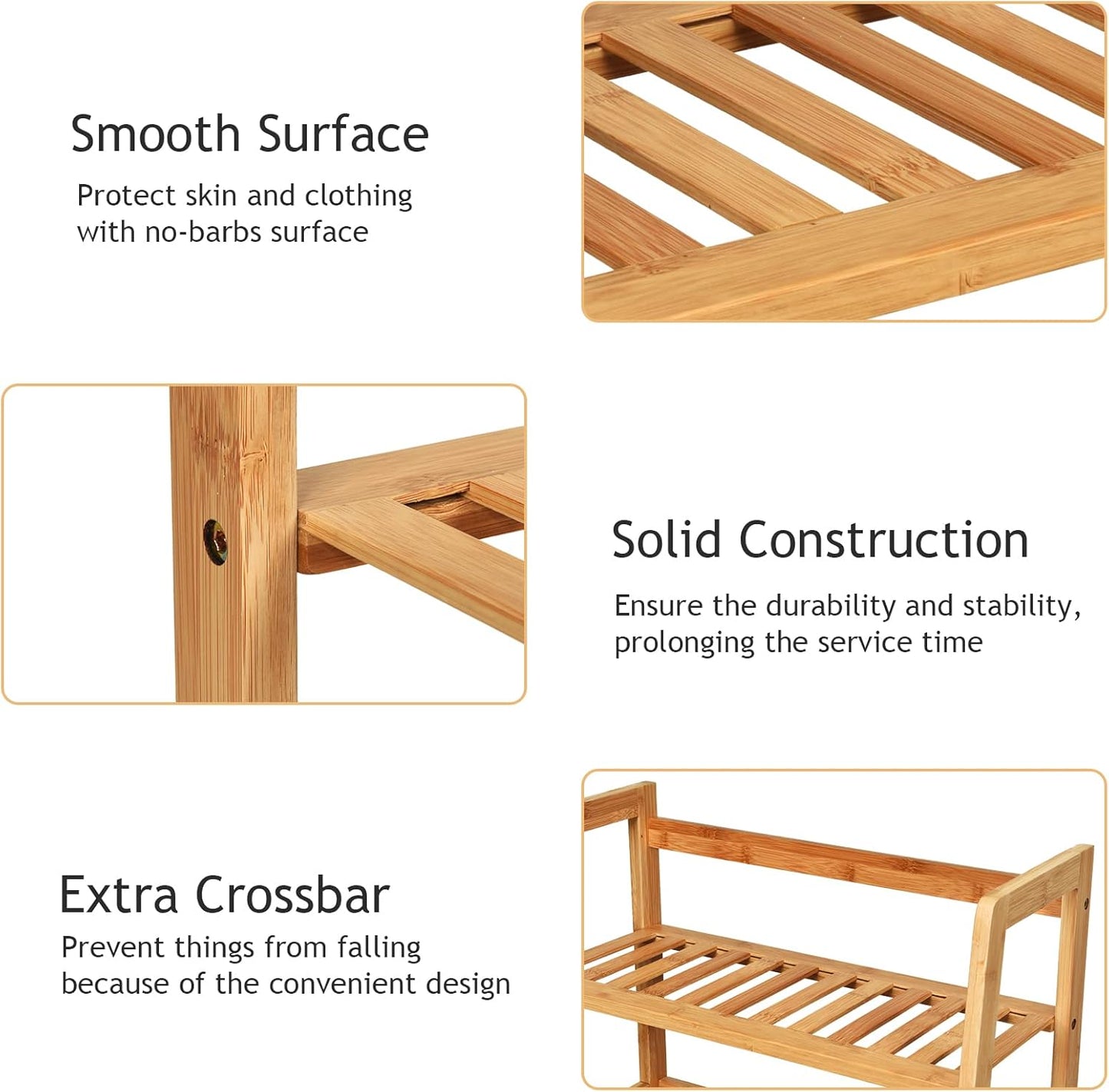 COSTWAY 4-tier Ladder Shelf, Bamboo Plant Stand Rack, Freestanding Bookshelf, Multifunctional Storage Shelves, Flower Stand Rack Holder for Garden, Balcony, Living Room, Bedroom (Natural)