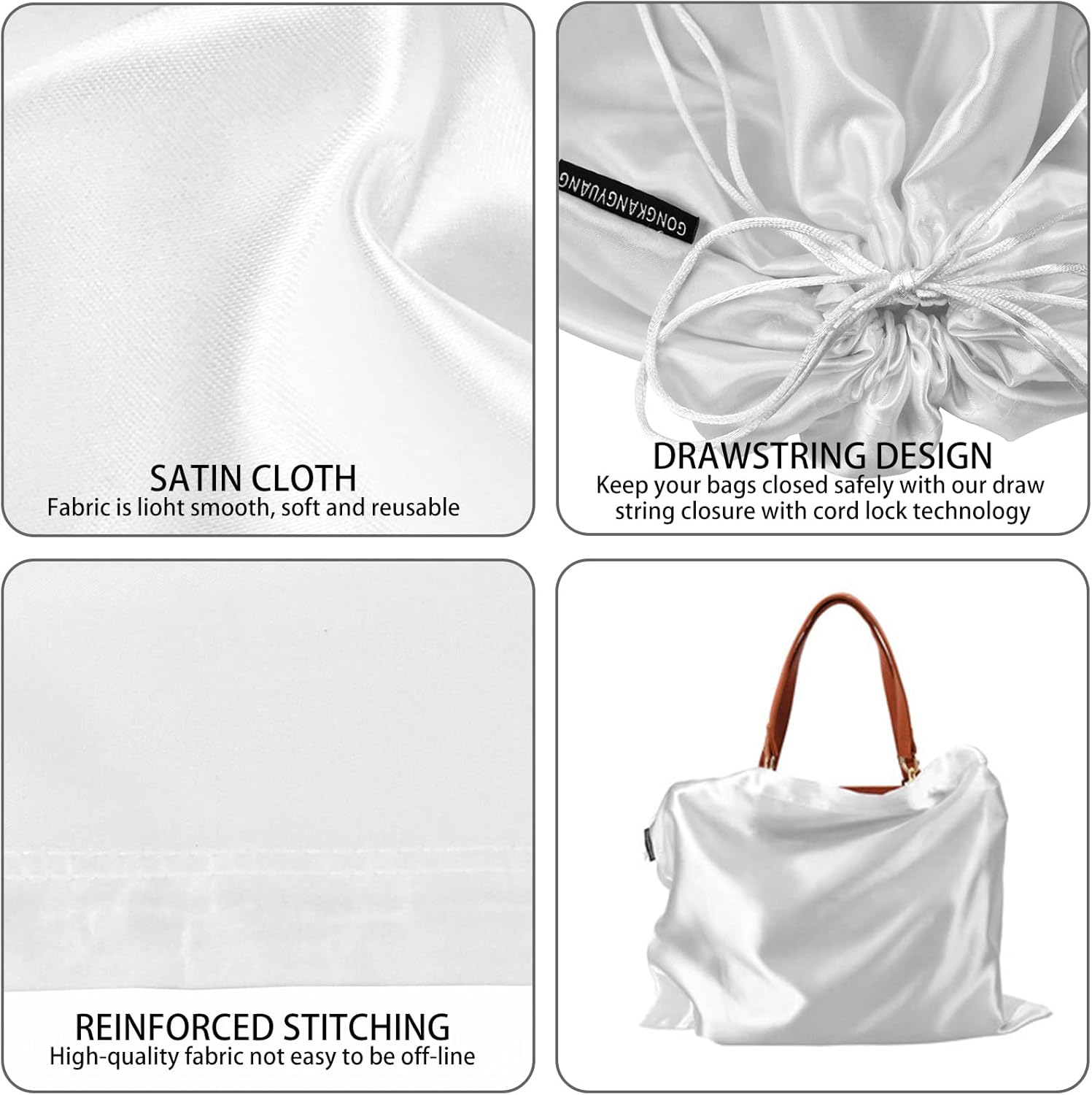 GONGKANGYUAN 12 Pcs Dust Bags for Purses and Handbags Satin Purse Stor