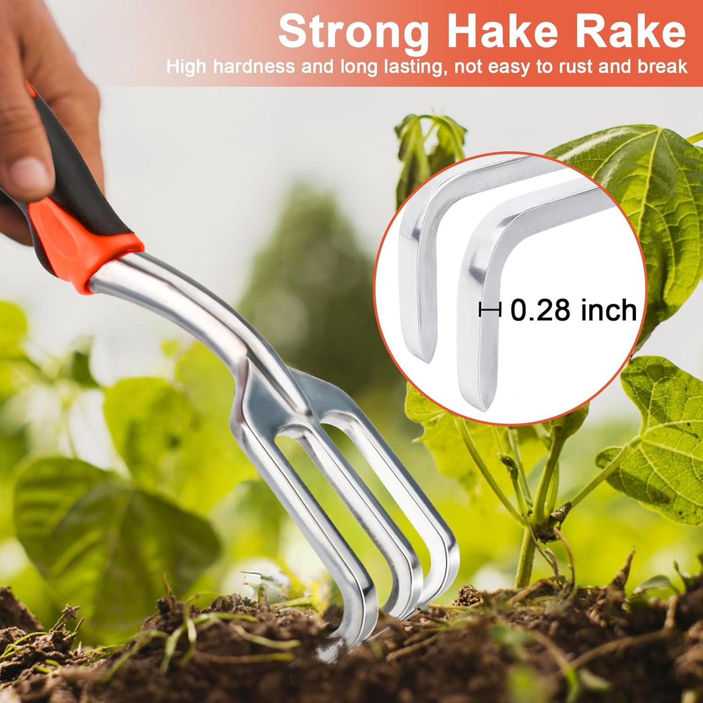 Hand Rake Garden Tool, Heavy Duty Hand Cultivators for Gardening, Smal