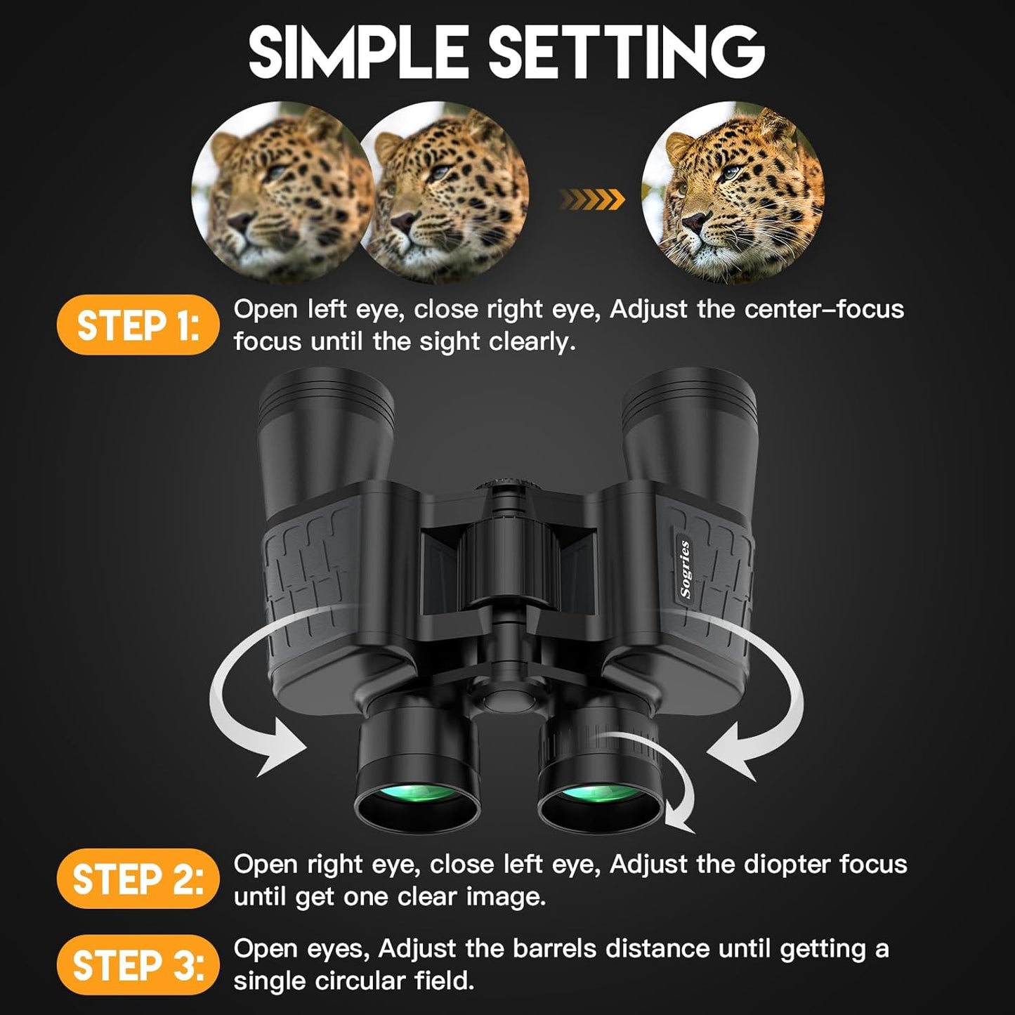 10x50 HD Binoculars for Adults High Powered, Waterproof & Compact Binoculars for Bird Watching,Travel–Low Light Vision, Non-Slip Grip, Durable Optics