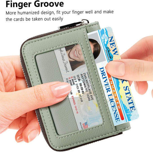 FurArt Zipper Wallet Women, RFID Blocking Credit Card Wallet, Business