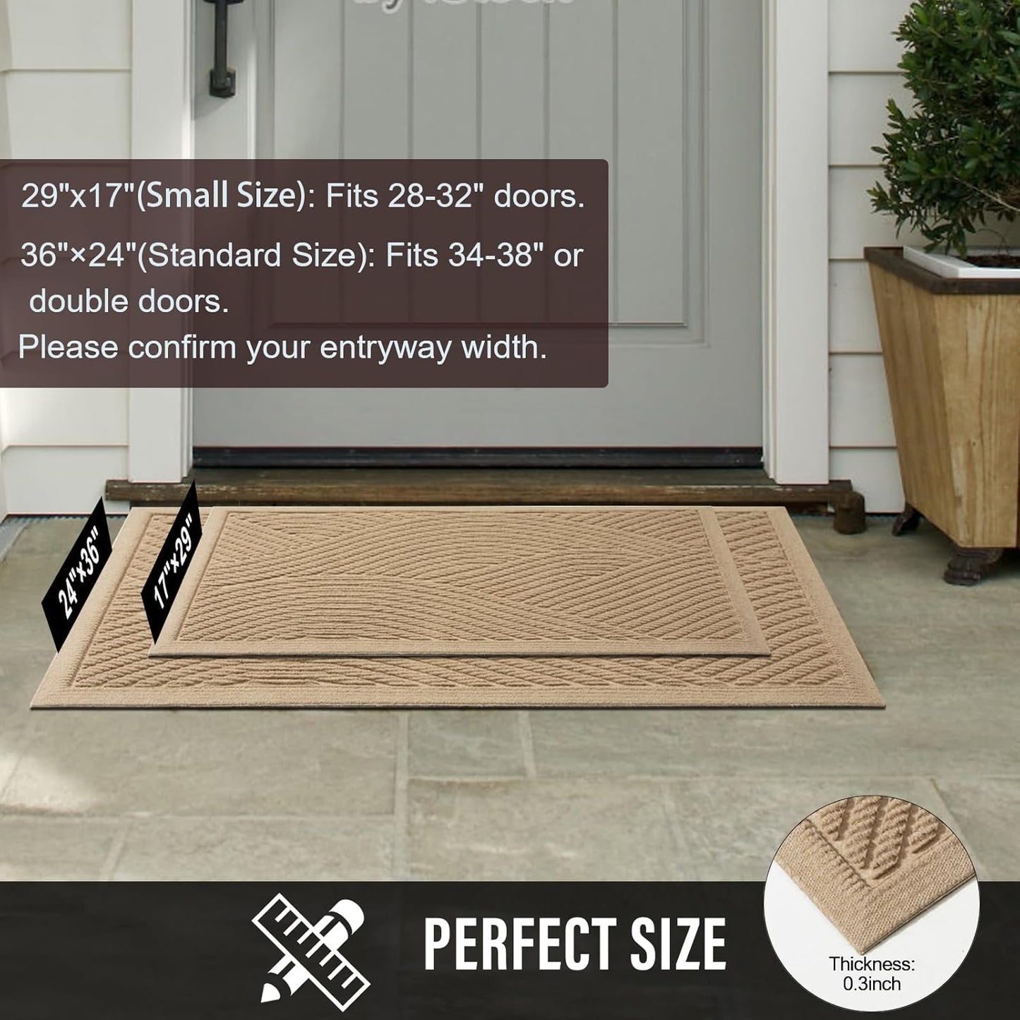 Sturdy Front Door Mat, Absorbent Muddy Dirt Resist Welcome Door Mats O