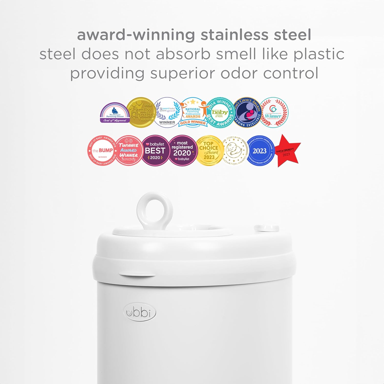 Ubbi Steel Diaper Pail, Odor Locking, No Special Bag Required, Award-W