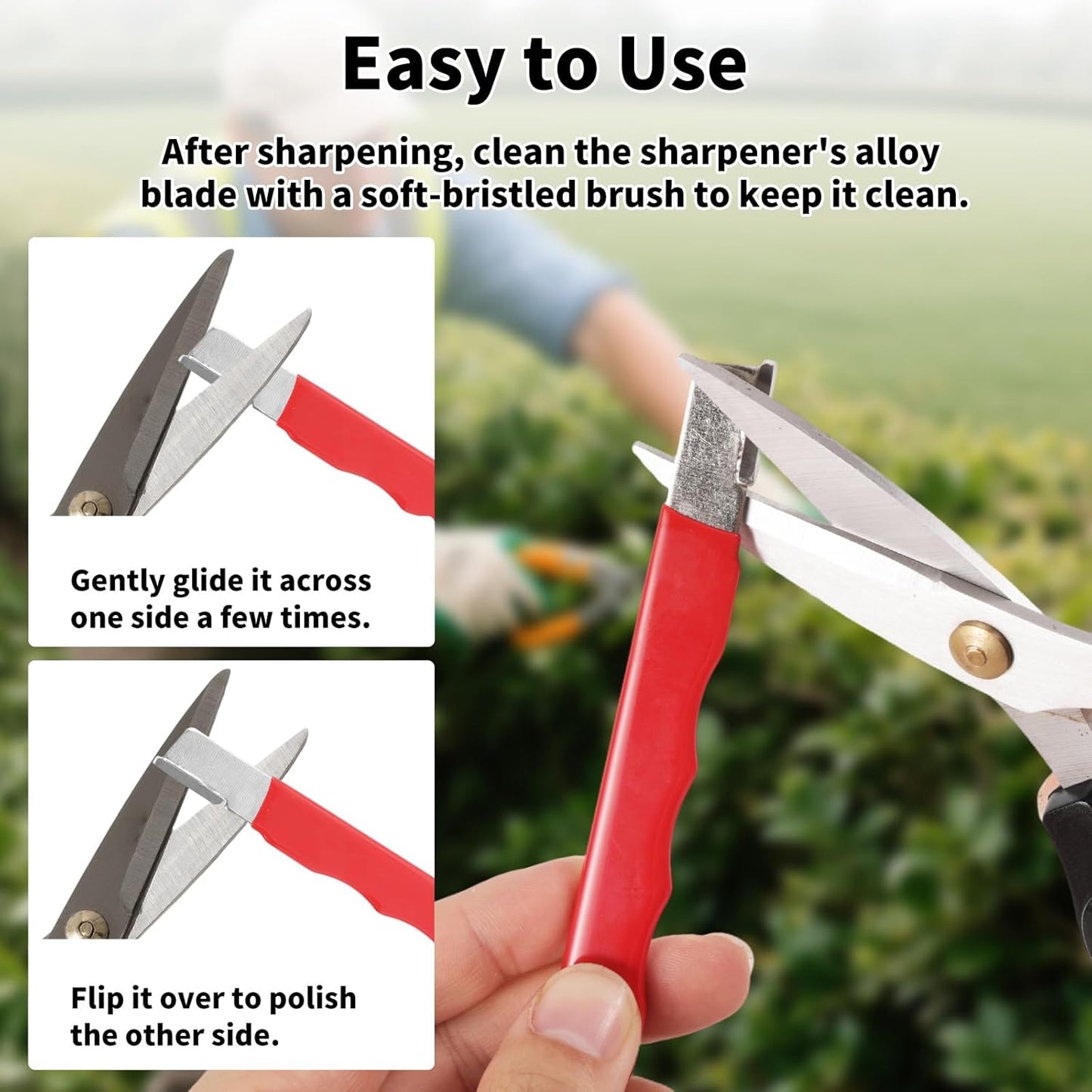 4pcs Garden Tool Sharpener, Portable Axe Blade Sharpener Mini Sharpening Tool for Hedge Shears Pruners Scissors Hatchets Sickle Broadhead Knife Machete (Black, Red)