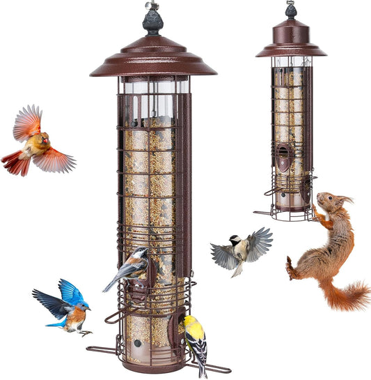 Kingsyard Squirrel Proof Bird Feeders for Outdoors with Weight-Activat
