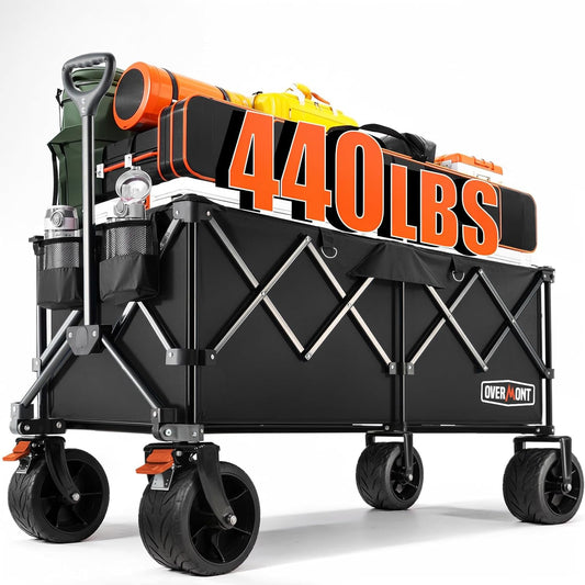 Overmont 45'' Collapsible Foldable Extended Wagon Cart - 300L Heavy Du
