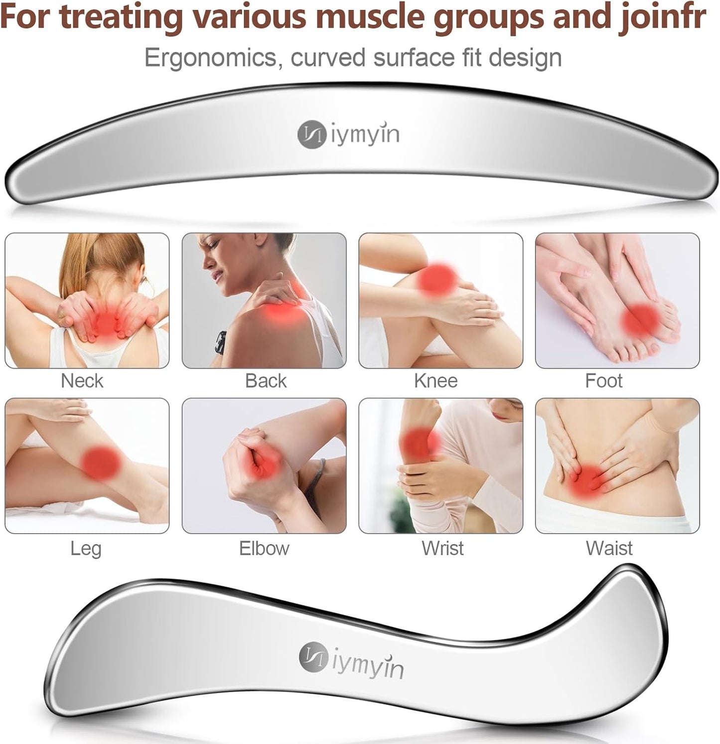 5-in-1 Stainless Steel Muscle & Fascia Scraper Tool Set, For Body Skin