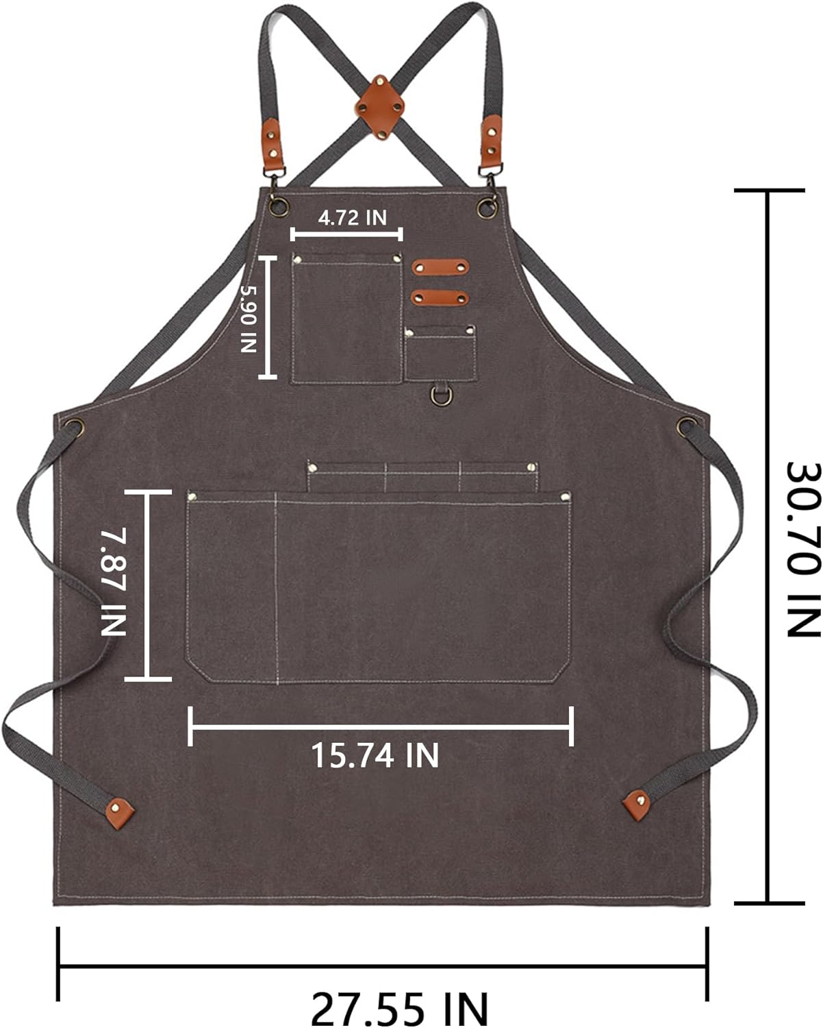 KITCHIEF Woodwork Aprons for Men,Tool Apron with loop and Pockets,Cross Back Heavy Duty Workshop Apron for Carpenter,Garden