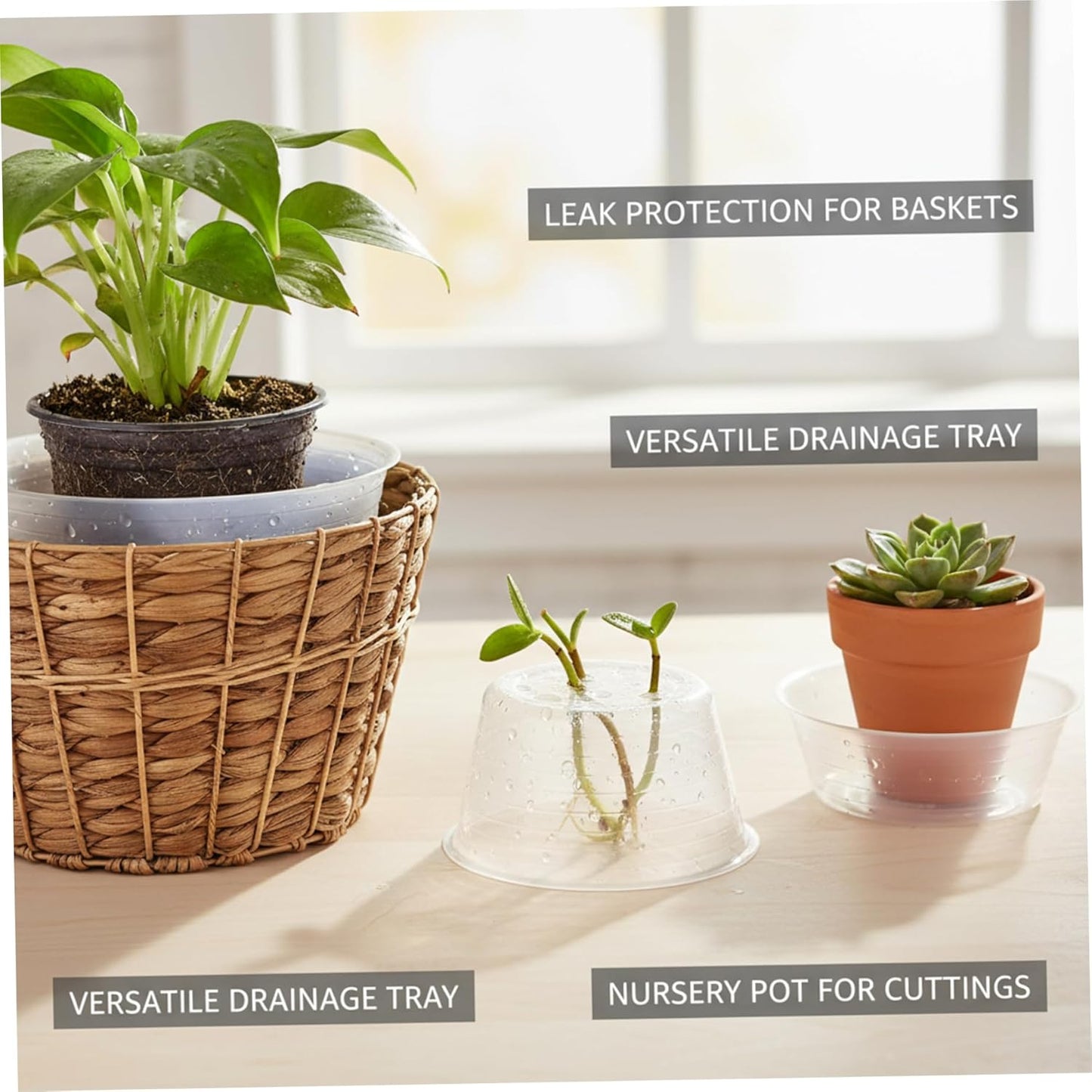 5-Pack Pot Liners for Plants, 7 Inch Planter Liner Insert Indoor and Outdoor Use, Protective Plant Saucer for Hanging Baskets and Pots