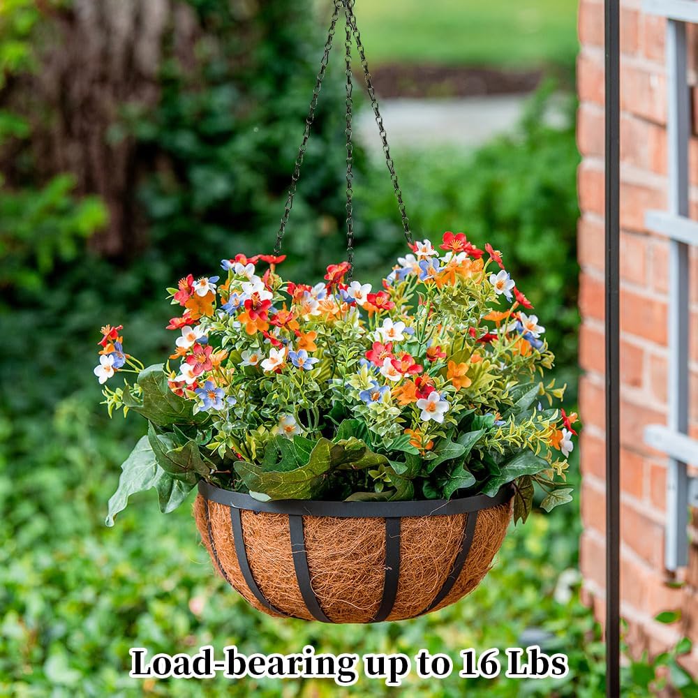 Hanging Basket Chains, 4 Pack Hanging Chain with Hook, 16 Inch Black Chain for Hang Plants, Adjustable Small Plant Chain for Baskets Bird Feeders Outdoor Indoor Decor Lanterns Wind Chimes