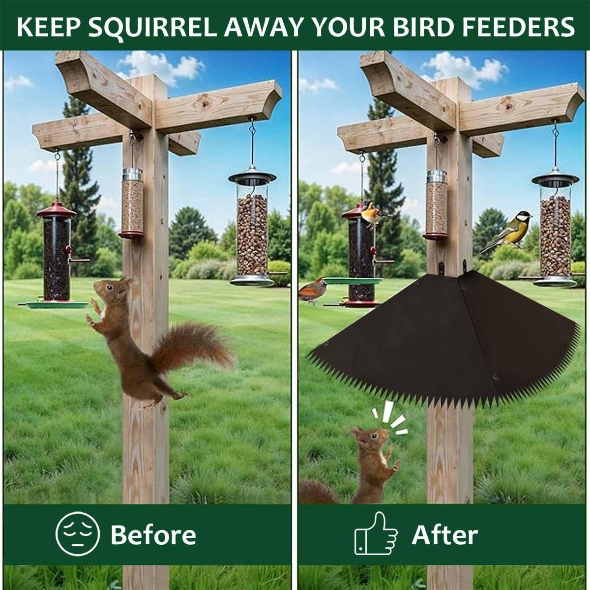Metal Squirrel Baffle for 4×4 Posts or Hanging, Squirrel Proof Baffle with Spikes for Bird Feeder Poles, Waterproof, Rustproof, Preventing Squirrels and Raccoons from Bird Feeders (Black)