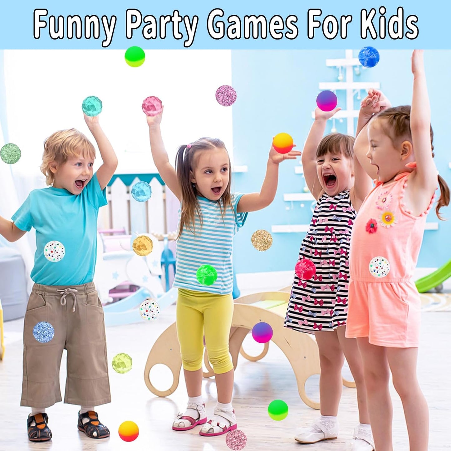 Easter Egg Fillers - Easter Basket Stuffers - 24 Bouncy Balls, Fidget Toys, Easter Basket Essentials Party Favors Supplies, Family Games Prize Bulk Birthday Gifts for Boys Girls Teens Classroom