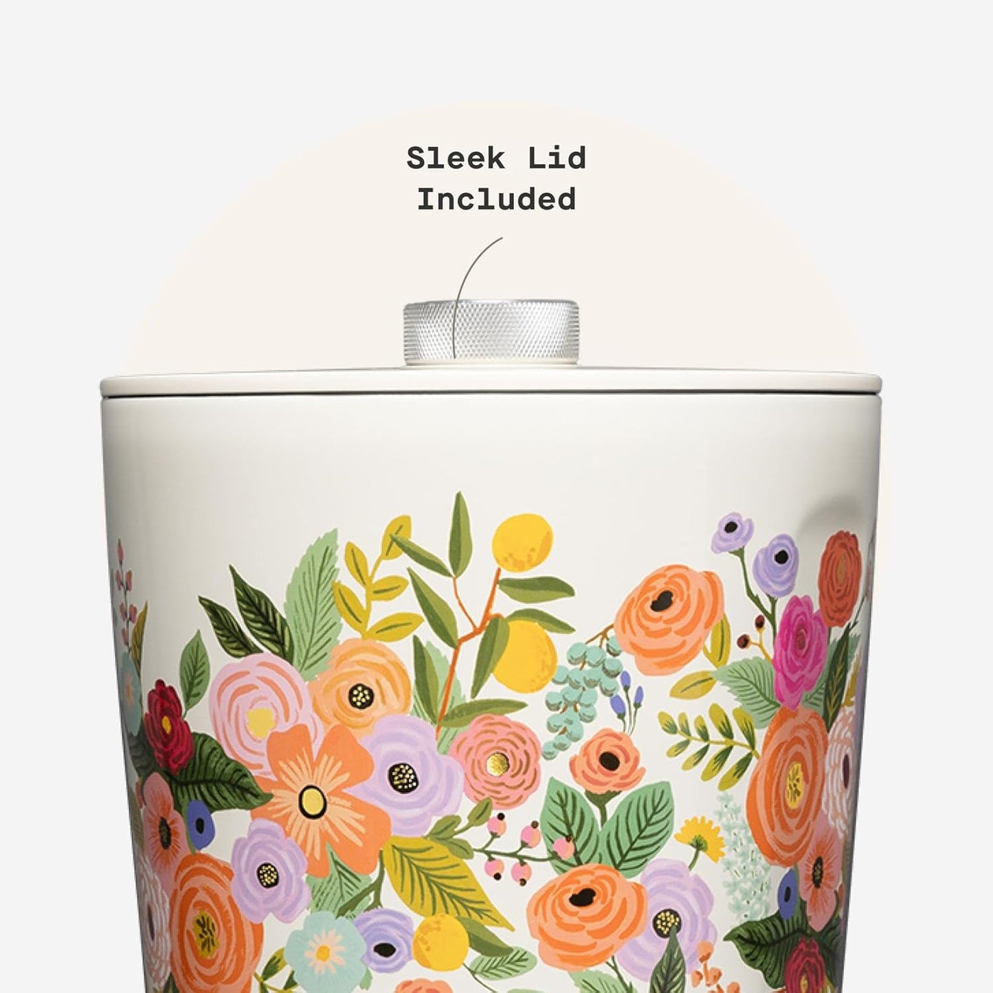 Corkcicle Insulated Ice Bucket with Lid - Stainless Steel - 100 oz - Garden Party Cream