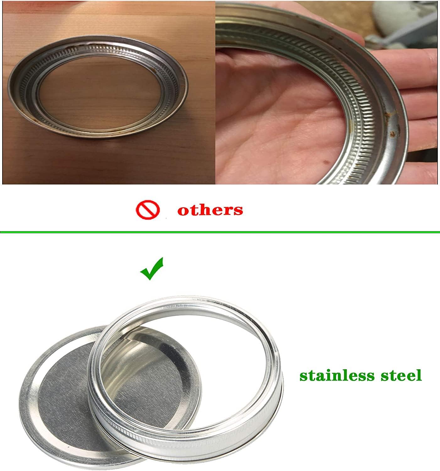 Wide Mouth Canning Lids and Rings for Ball or Kerr,Mason Jar Large Lids and Bands Set of 12