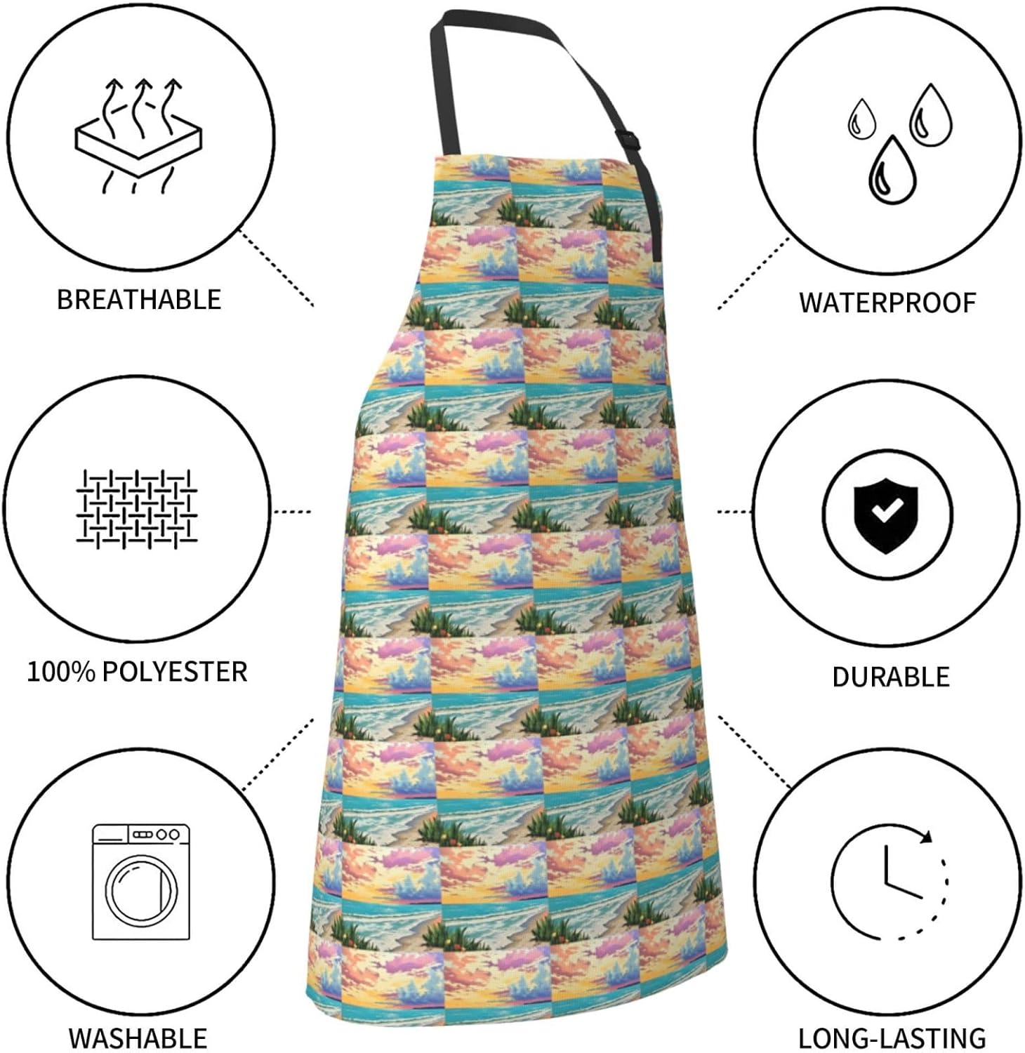 YANYU Palm Tree Sunset Print 28x33 In Kitchen Apron Stylish Chef Apron