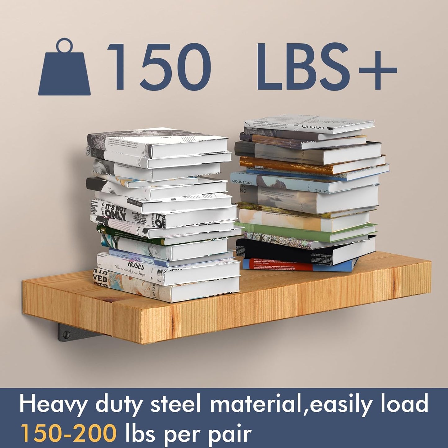 6 Pack Floating Shelf Brackets, 6 Inch Heavy Duty Industrial Shelf Bracket, Black Metal L Brackets for Shelves Support DIY(1/5 Inch Thicked)