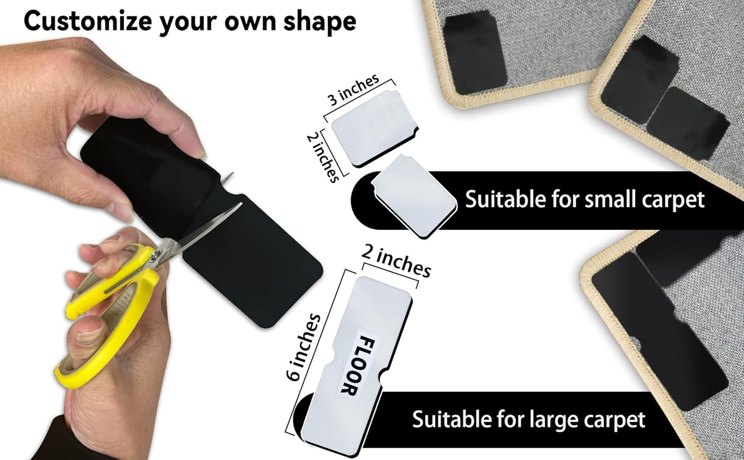 Rug Carpet Non Slip Grippers, Reusable Rug Tape Stickers Pads for Hard
