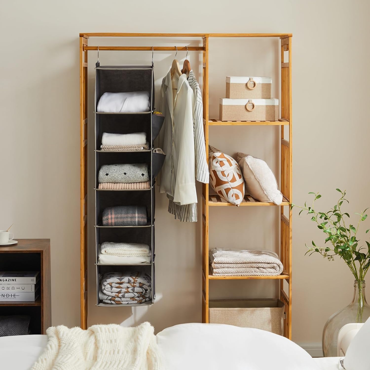 YOUDENOVA Hanging Closet Organizer and Storage, 6-Shelf Closet Hanging