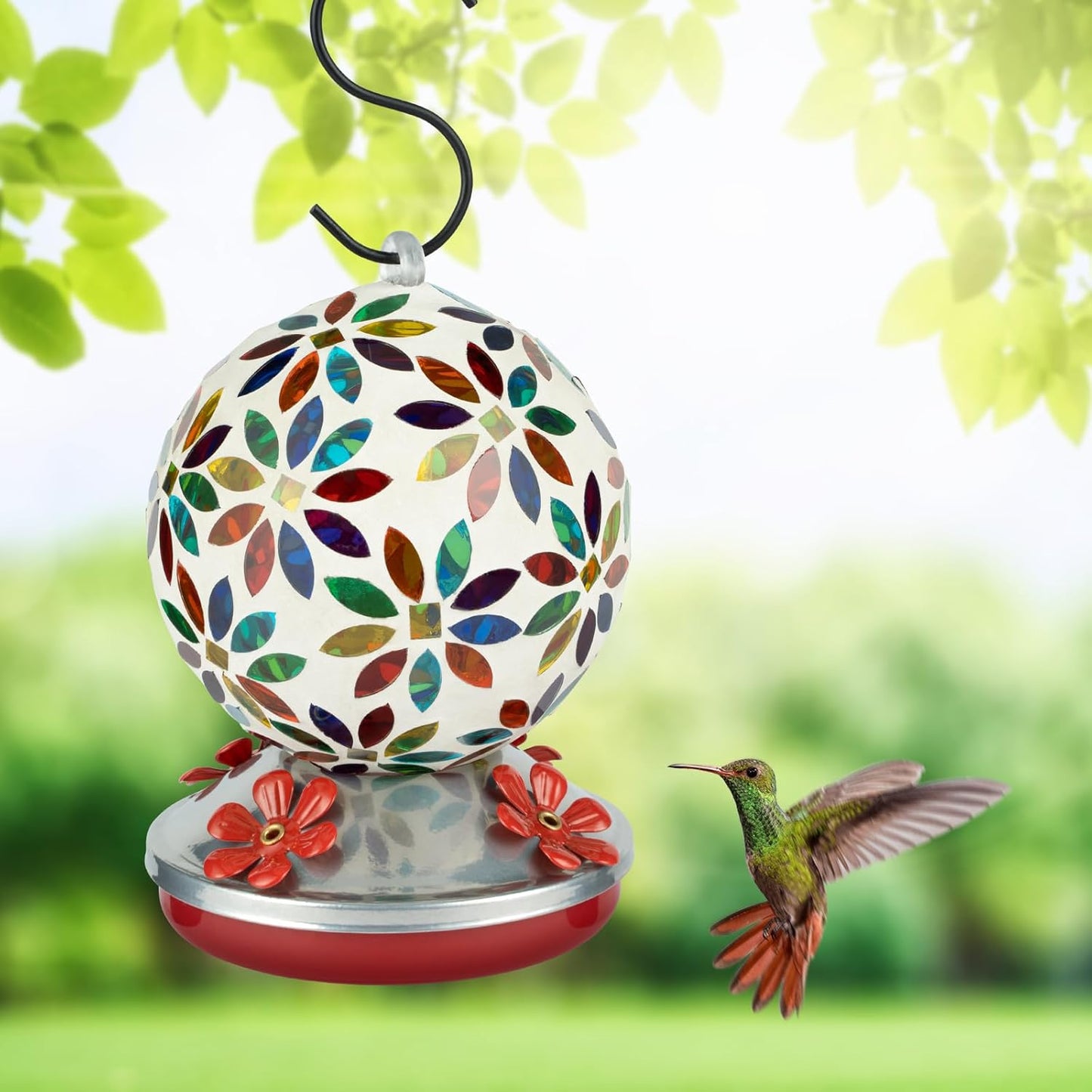 Backyard Expressions Glass Hummingbird Feeder - Multicolor - Hummingbi