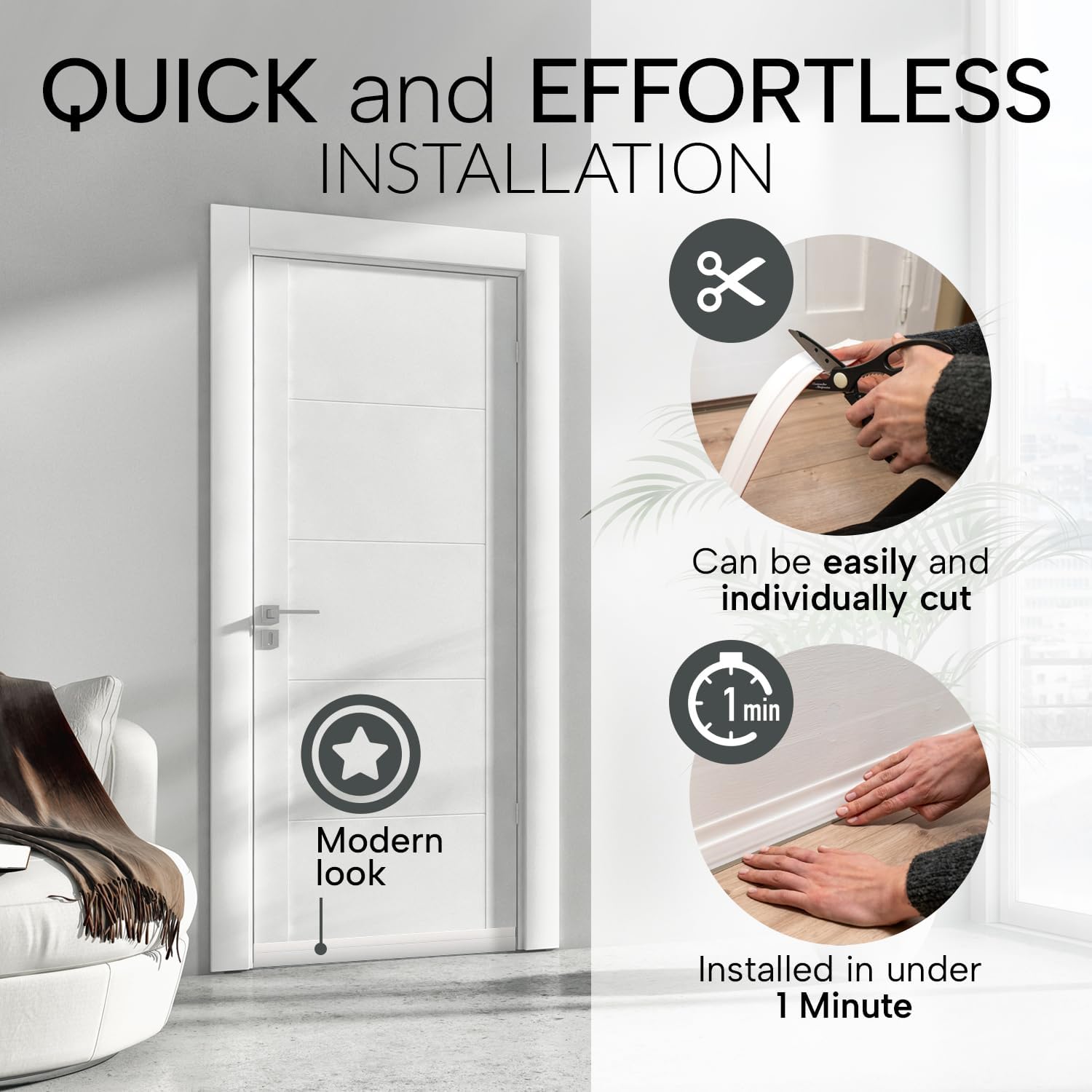 Vellure® Door Draft Stopper for Bottom of Door - Premium Door Sweep fo