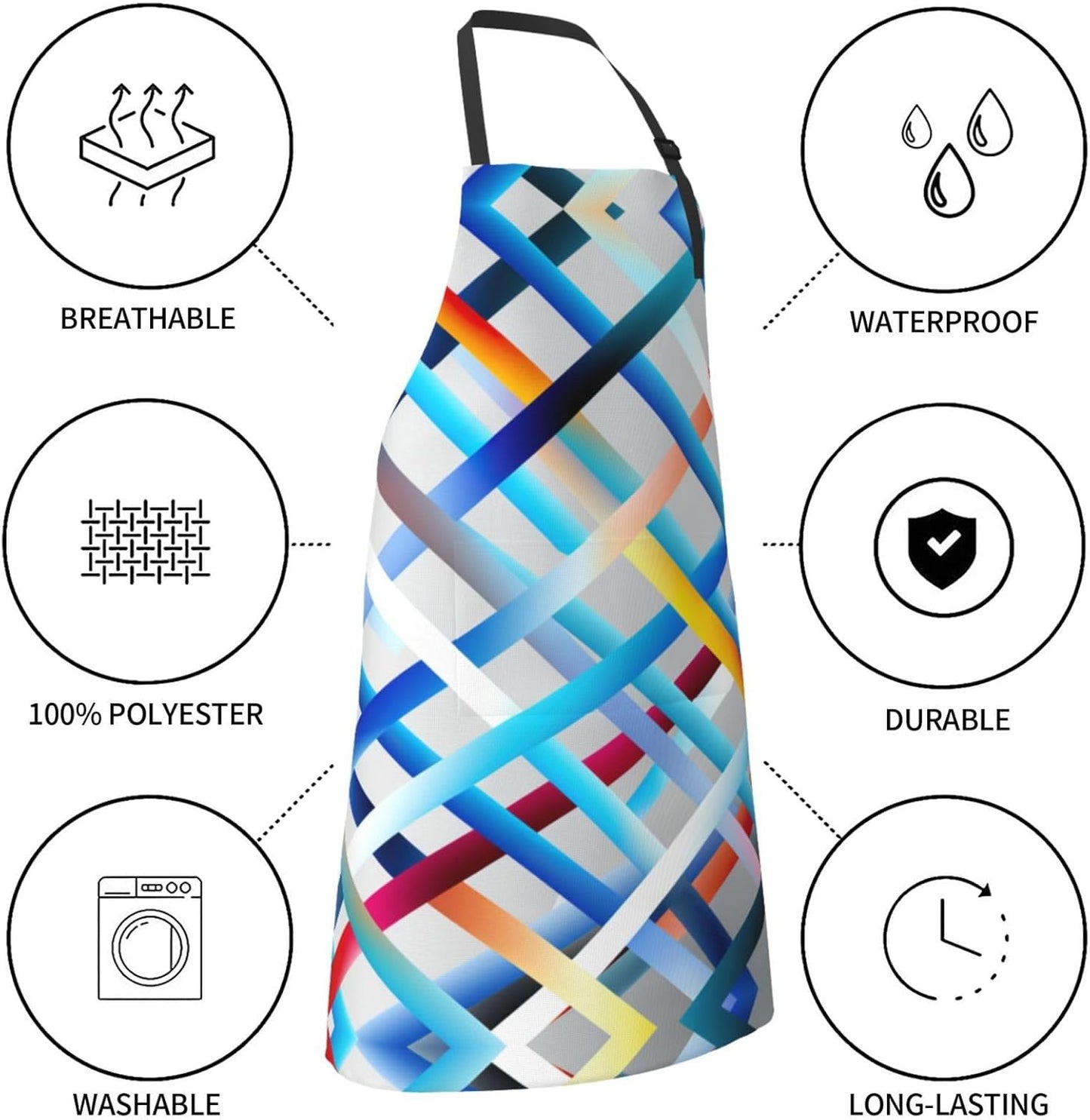 ZigZag Stripe 1 print Waterproof apron with pocket adjustable cooking apron for adult kitchen bibs to bake