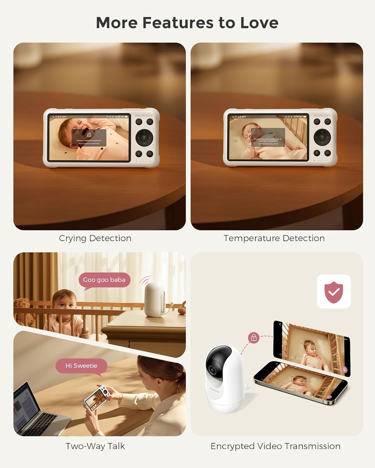 Momcozy Smart WiFi Baby Monitor with Camera and Audio, 5" 1080P Screen