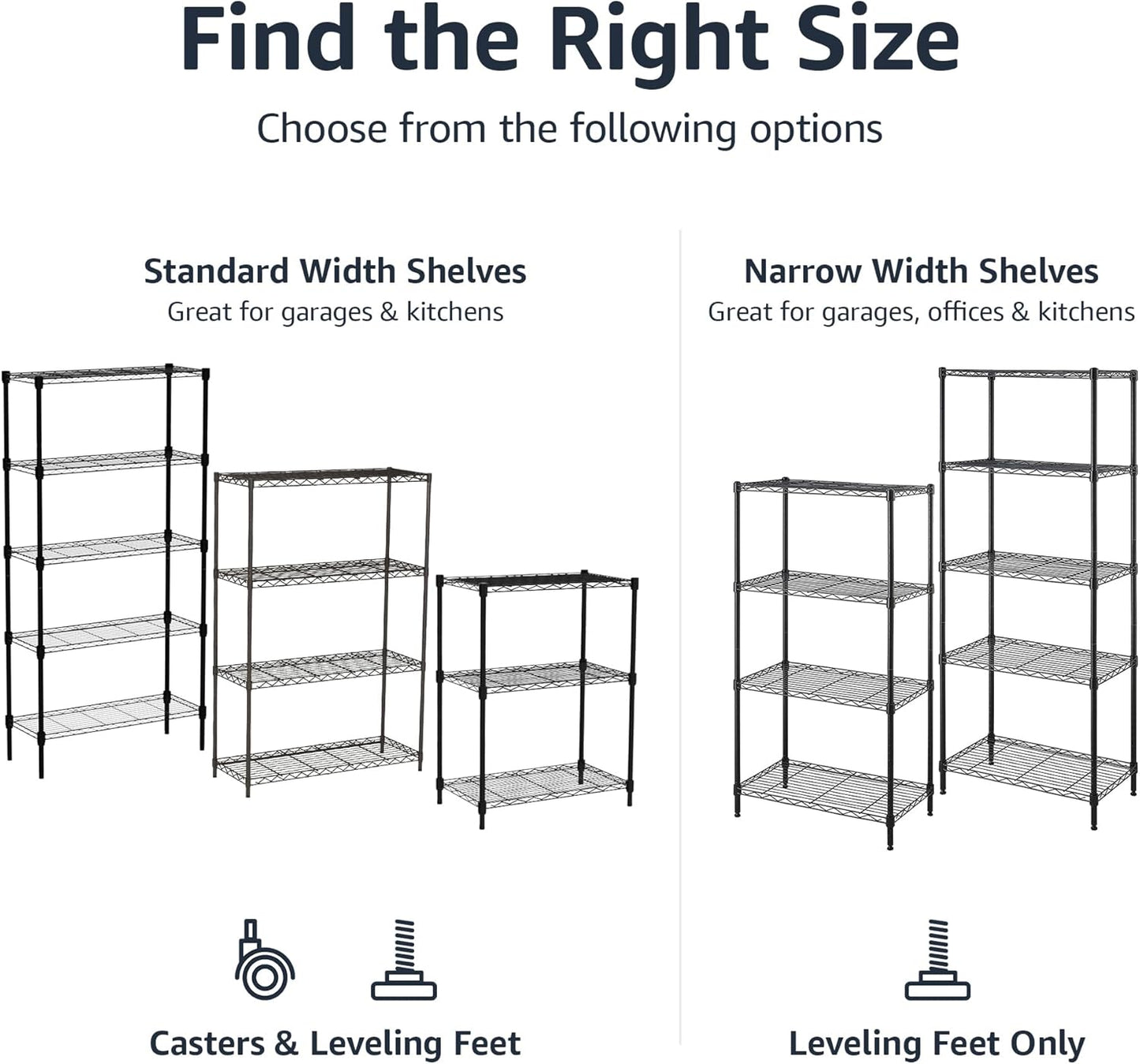 Amazon Basics 3-Shelf Adjustable Heavy Duty Steel Wire Rack Storage Sh