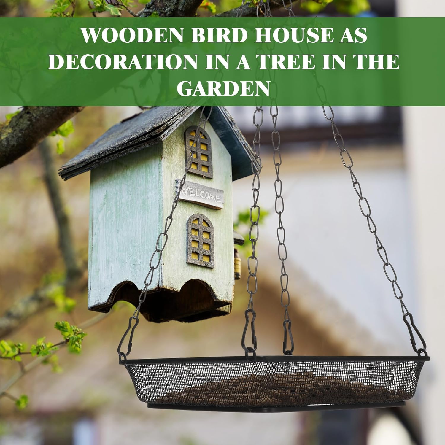 4 Pieces Hanging Bird Feeder Tray Platform Metal Mesh Feeder Seed Plat