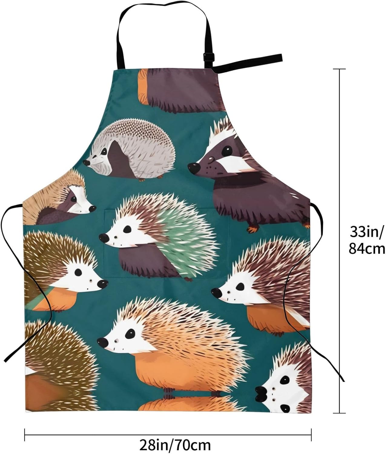 Many hedgehogs print Waterproof chef's apron with pocket apron for kitchen cooking baking barbecue and gardening