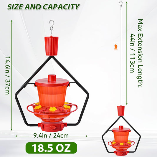 Retractable Hummingbird Feeder – 6 Feeding Ports, Leak-Proof, Ant & Be