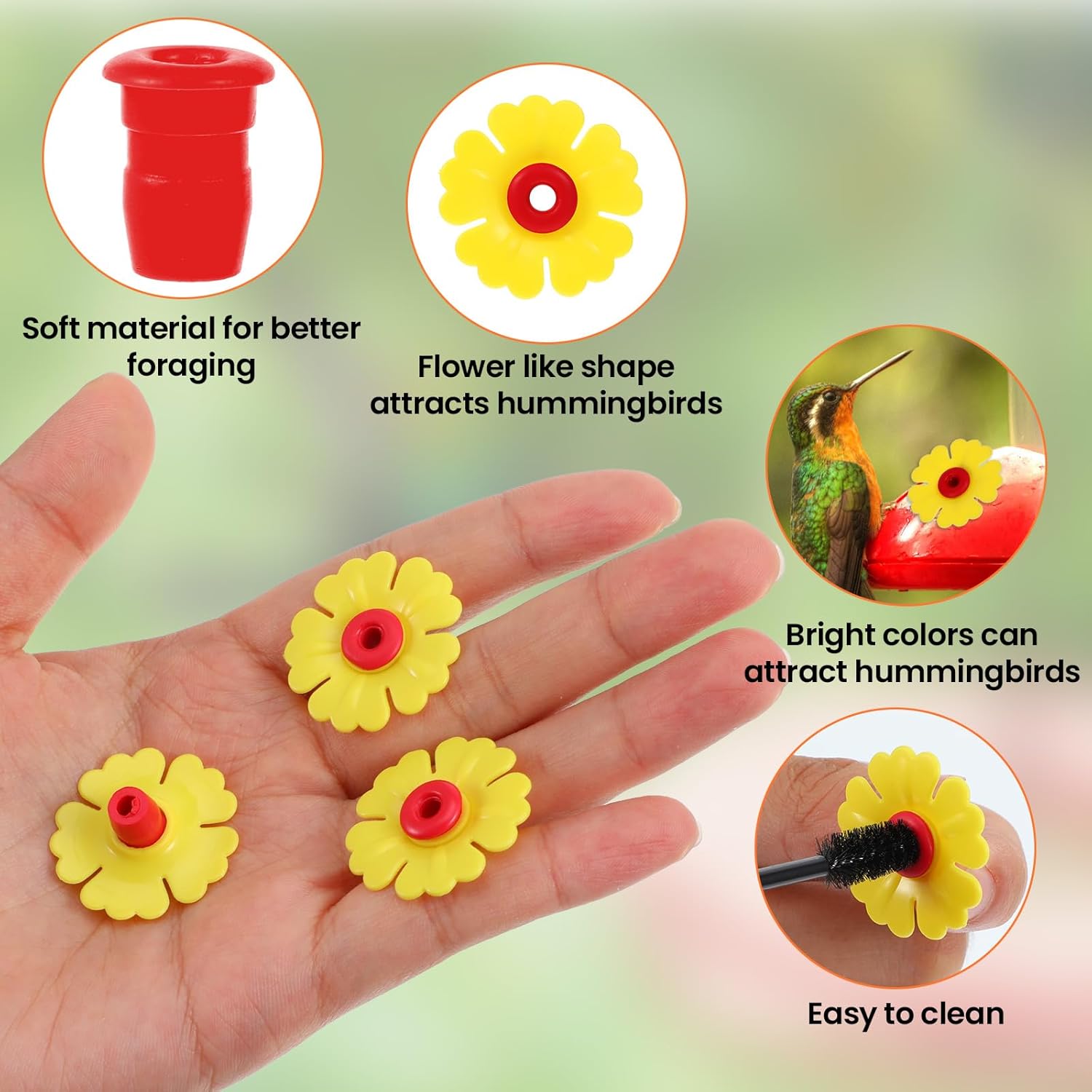 30 Pcs Hummingbird Feeder Replacement Flowers, Yellow Pet Replacement 