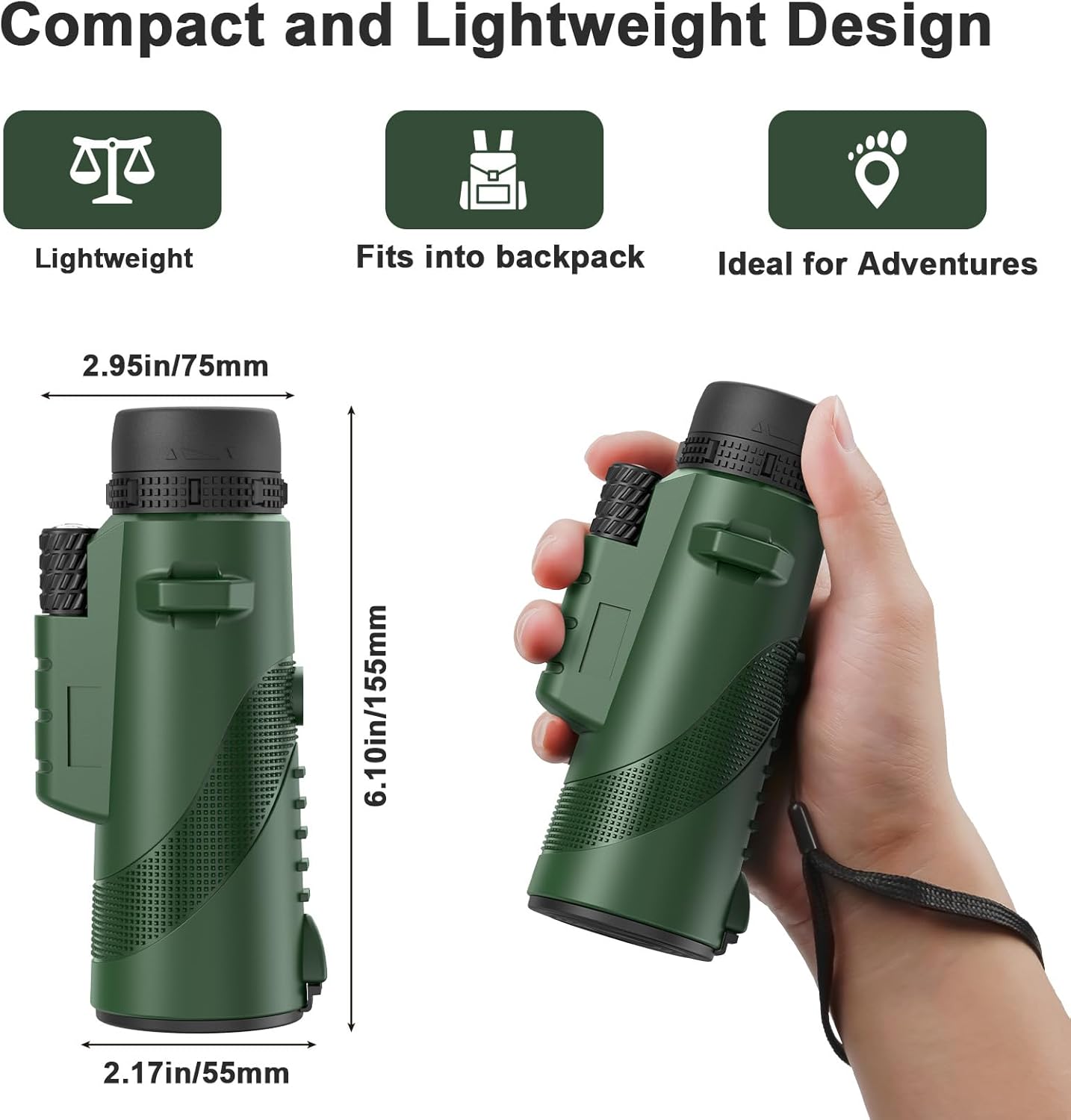 8x42 Portable Monocular Telescope for Adults, High Powered Compact Monoculars for Bird Watching, Hiking, Concert, Travel