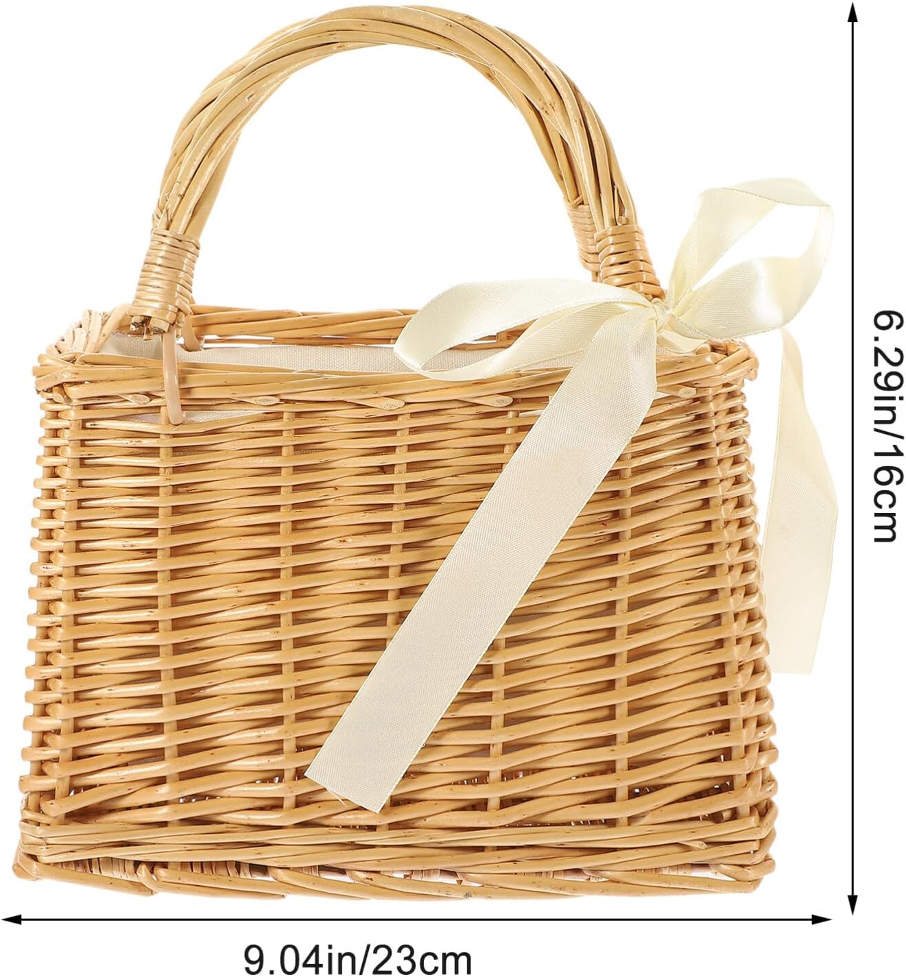 PRETYZOOM Woven Flower Basket 9x6 Inches Portable Flower Holder Straw 